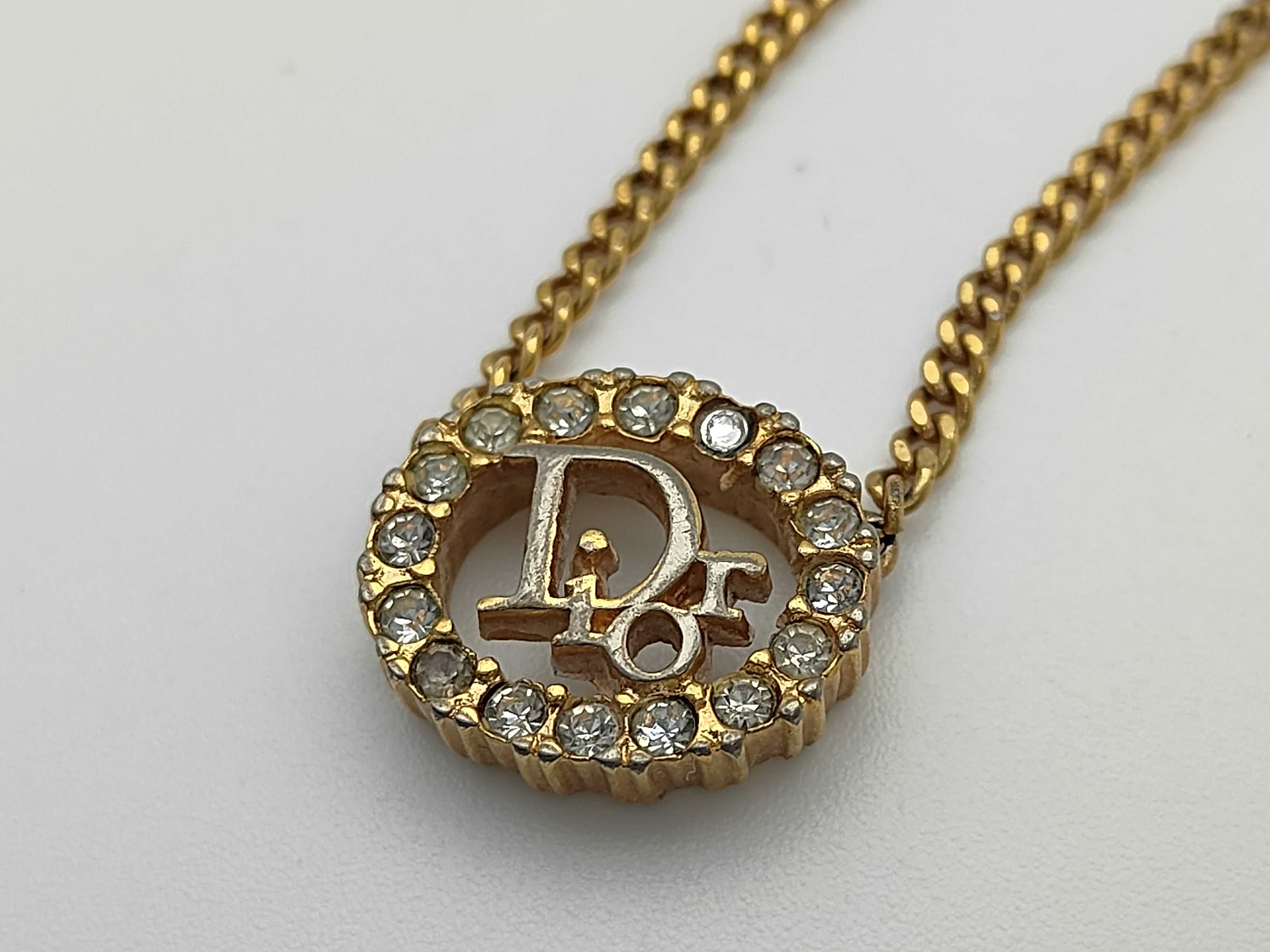 Christian Rhinestone Circle Logo Gold Necklace — view 3