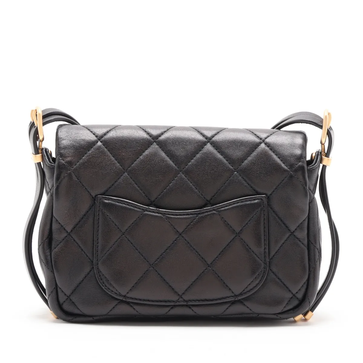 Matelassé Lambskin Chain Shoulder Bag, Black with Gold Hardware, U0JN1T7J, Random Plate — view 2