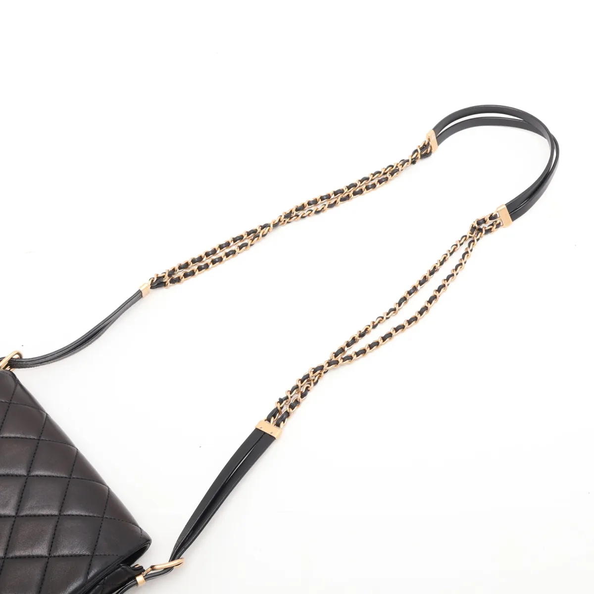 Matelassé Lambskin Chain Shoulder Bag, Black with Gold Hardware, U0JN1T7J, Random Plate — view 5