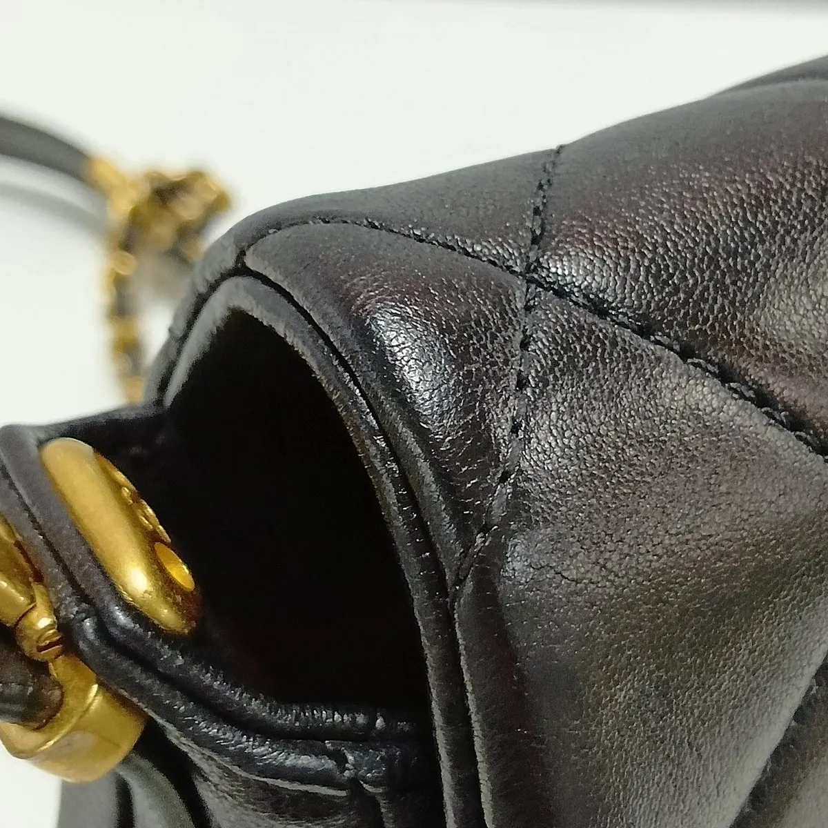 Matelassé Lambskin Chain Shoulder Bag, Black with Gold Hardware, U0JN1T7J, Random Plate — view 10
