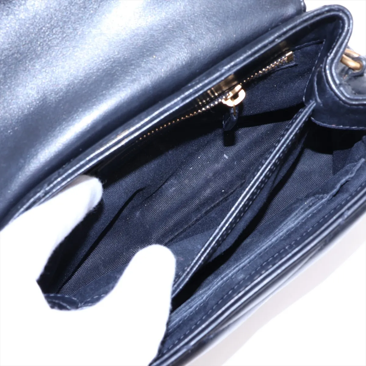 Loulou 467072 Leather Shoulder Bag, Black — view 8