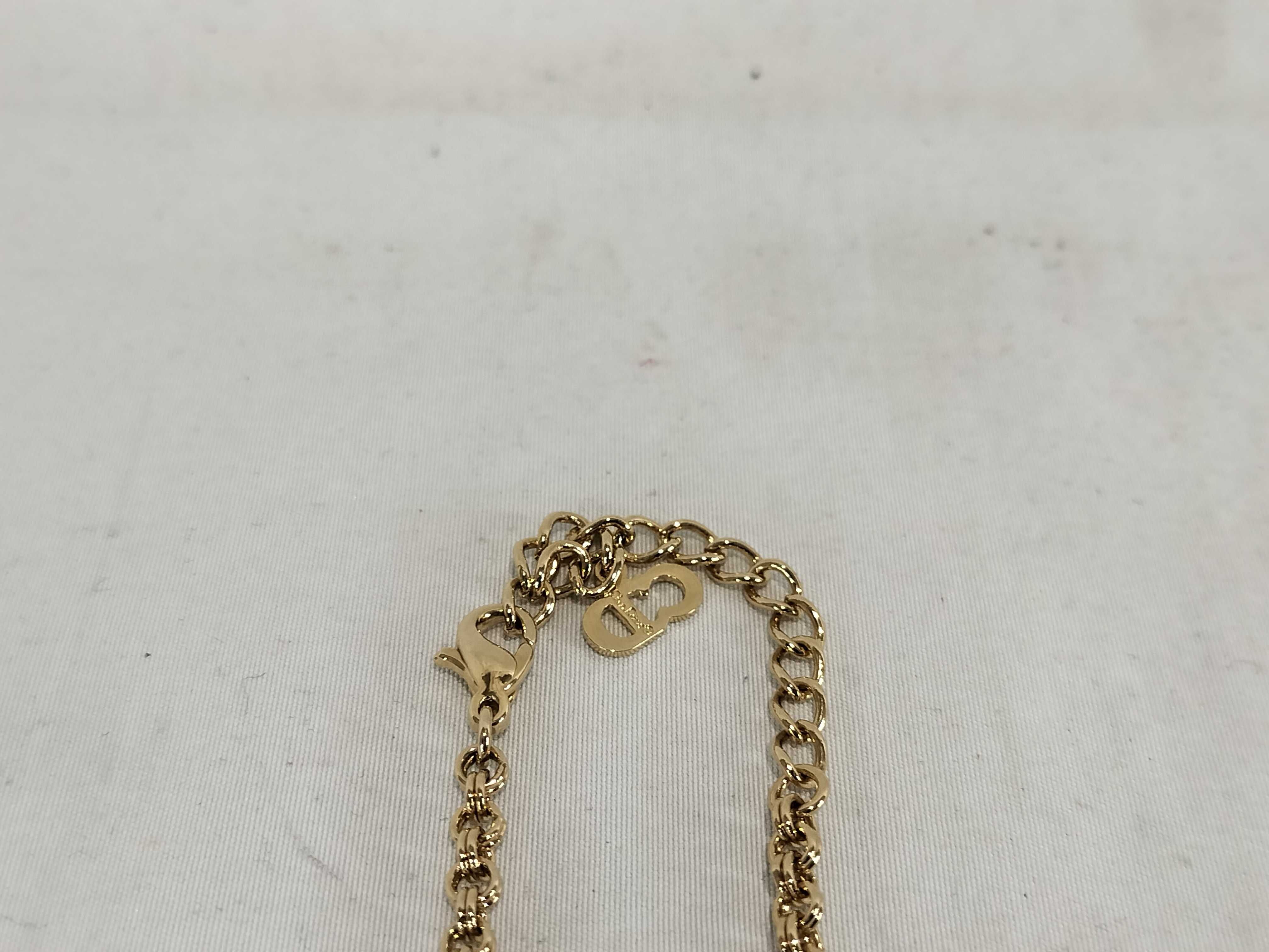 necklace with CD logo, rhinestones, GP gold color, with box. — view 3