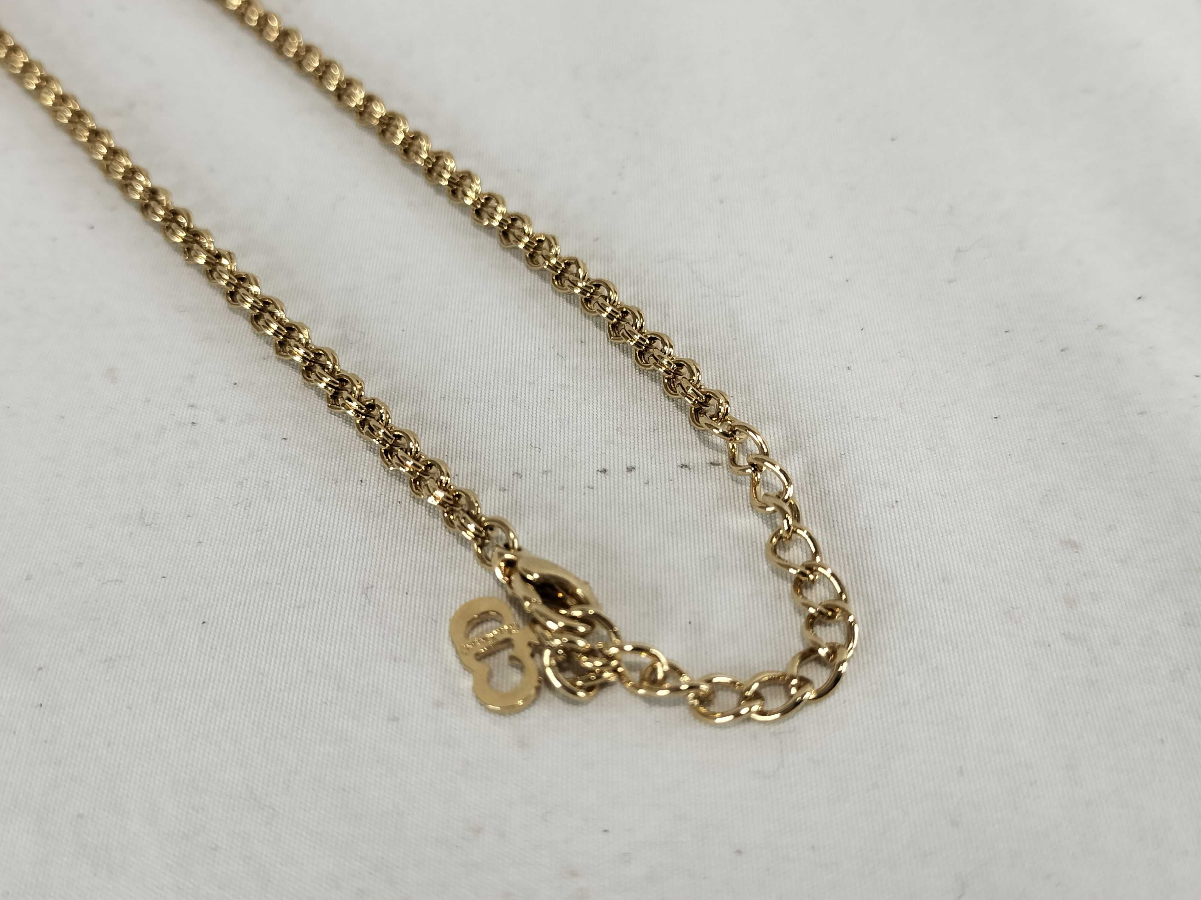 necklace with CD logo, rhinestones, GP gold color, with box. — view 6
