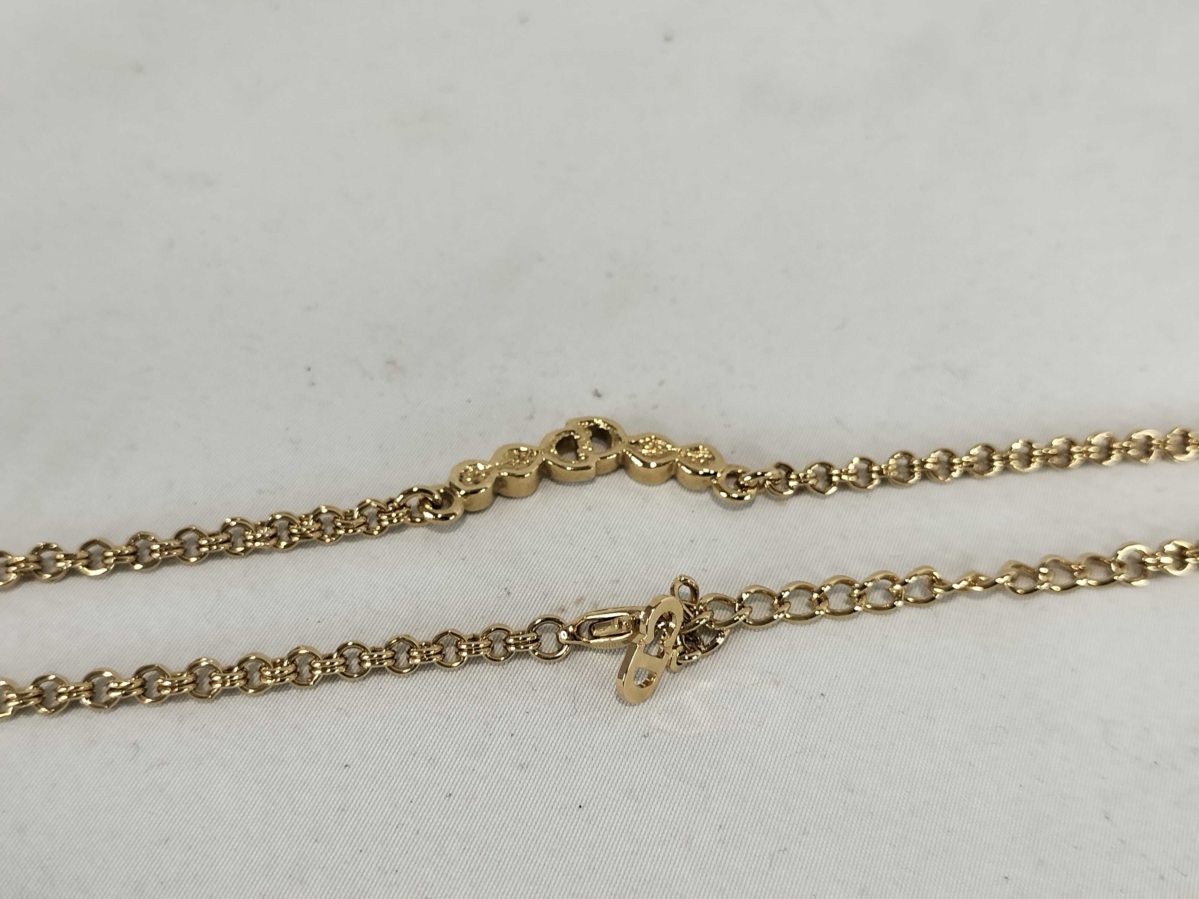 necklace with CD logo, rhinestones, GP gold color, with box. — view 8