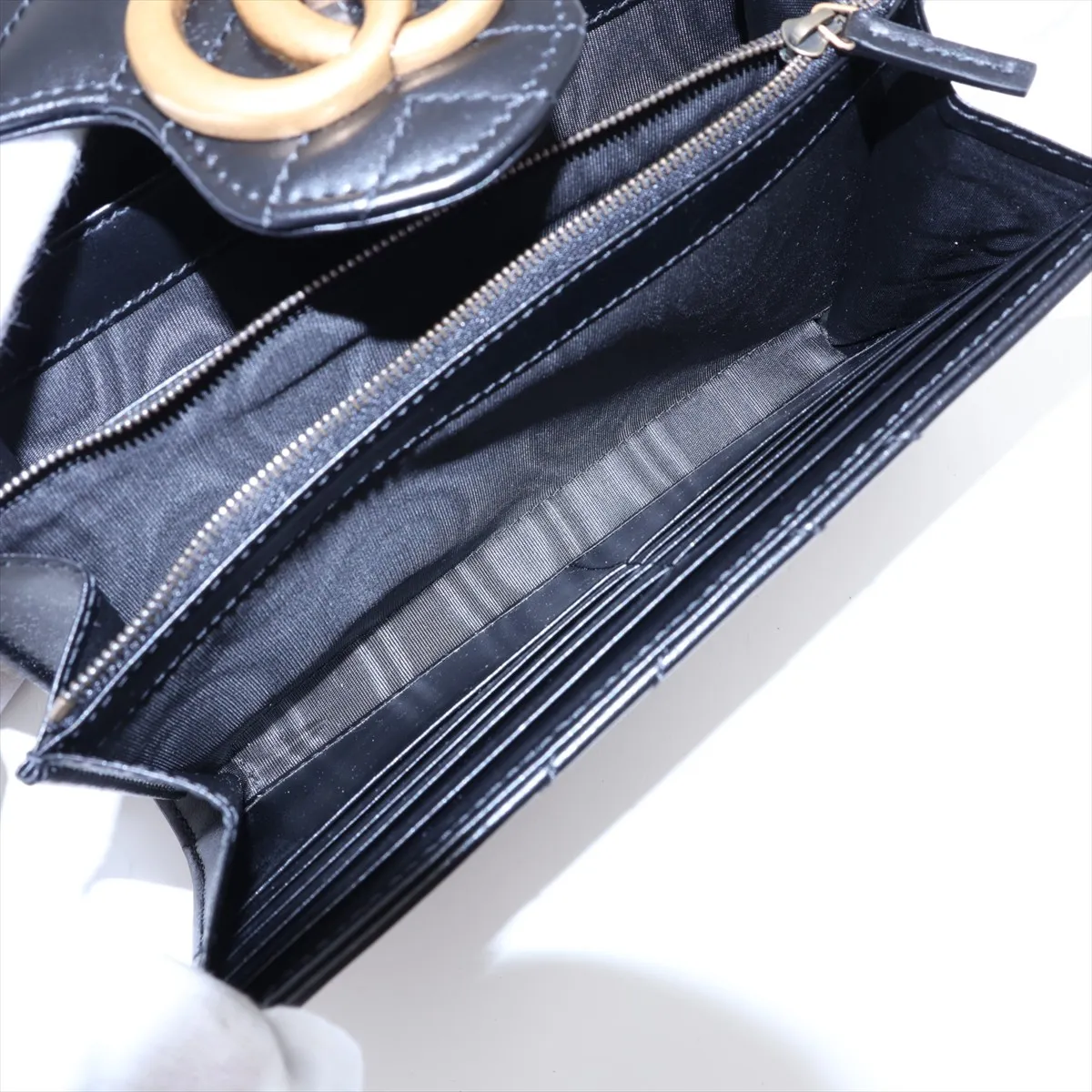 GG Marmont 474575 Leather Chain Wallet, Black — view 7
