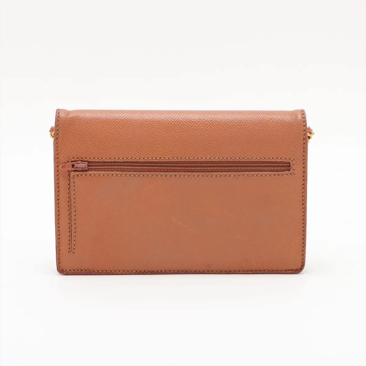 Cocomark Leather Chain Wallet Brown Gold Hardware No Pull Leather — view 2