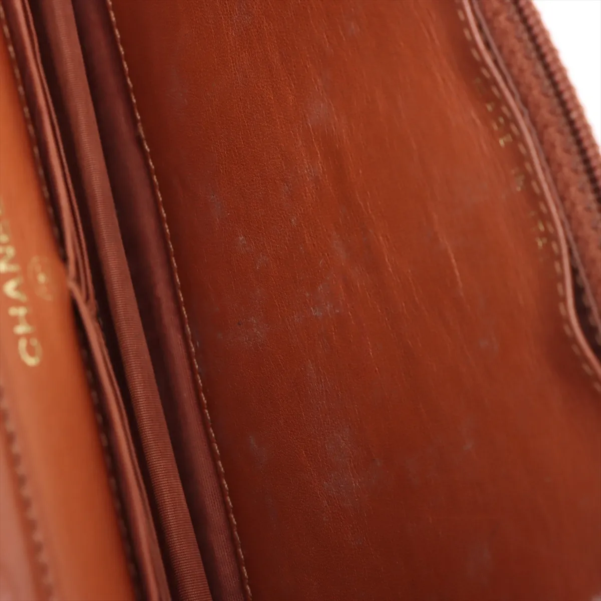 Cocomark Leather Chain Wallet Brown Gold Hardware No Pull Leather — view 14