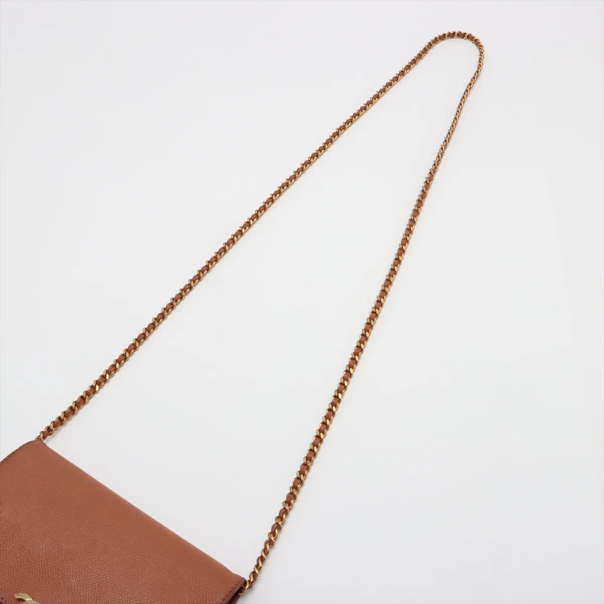 Cocomark Leather Chain Wallet Brown Gold Hardware No Pull Leather — view 5