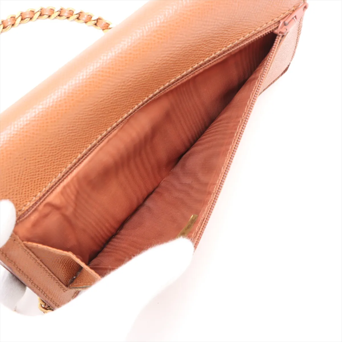 Cocomark Leather Chain Wallet Brown Gold Hardware No Pull Leather — view 10