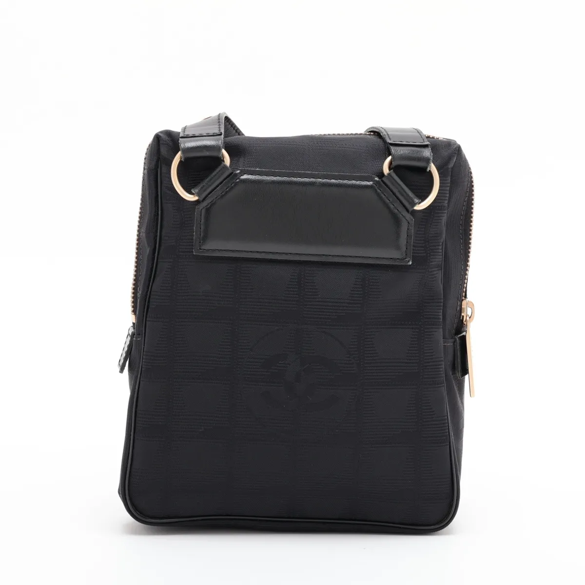 New Travel Line Nylon x Leather Shoulder Bag, Black with Gold Hardware, 7990476 (Serial Number 7) — view 2