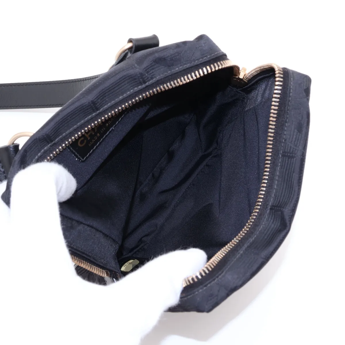 New Travel Line Nylon x Leather Shoulder Bag, Black with Gold Hardware, 7990476 (Serial Number 7) — view 6