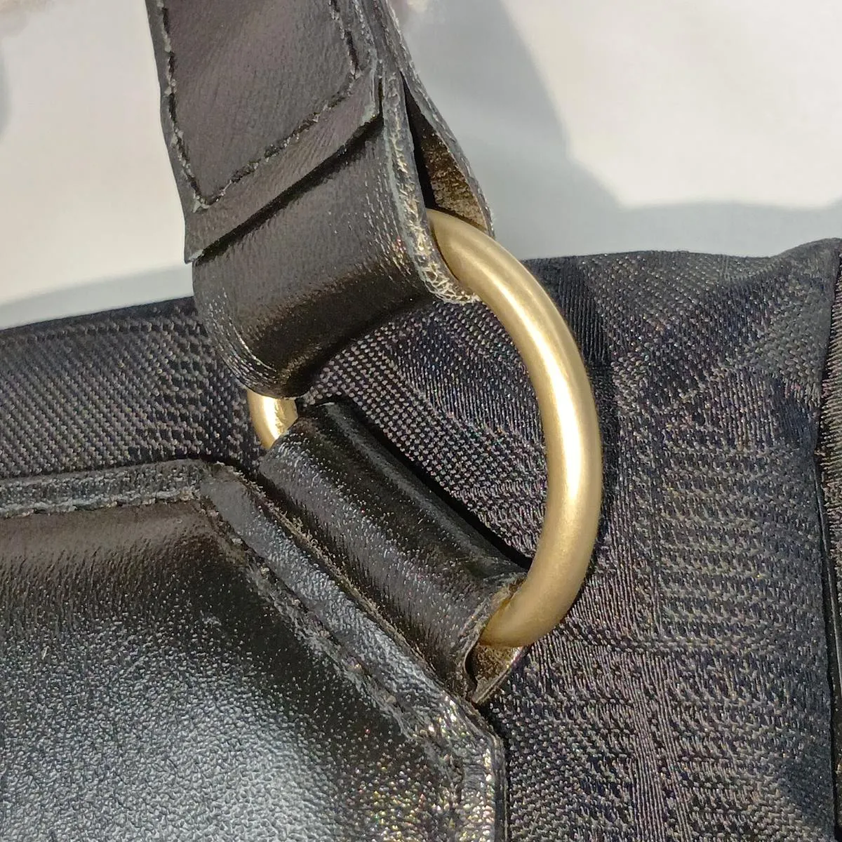 New Travel Line Nylon x Leather Shoulder Bag, Black with Gold Hardware, 7990476 (Serial Number 7) — view 9