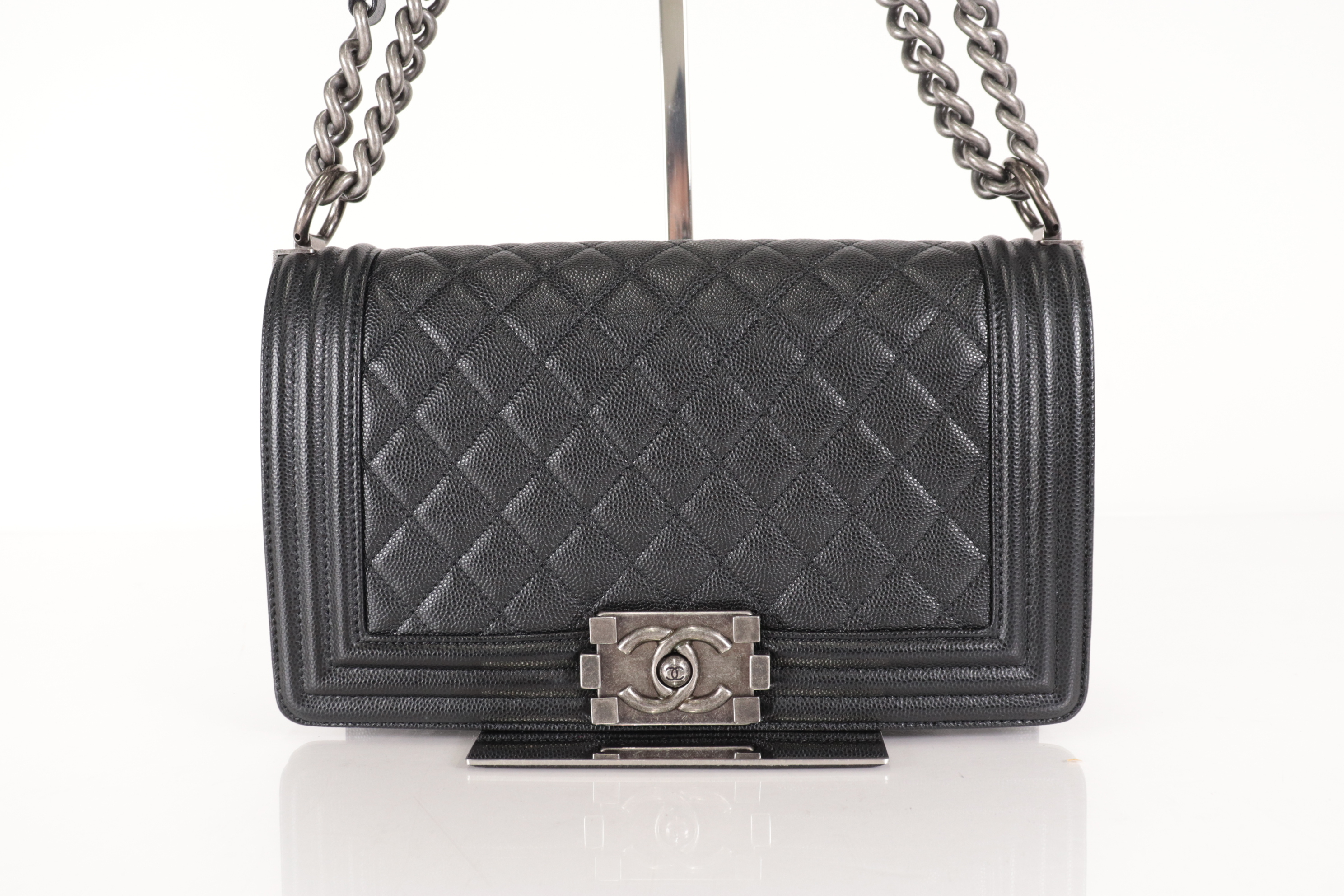 Boy Chanel Caviar Chain Shoulder Bag (Serial Number 27) — view 2