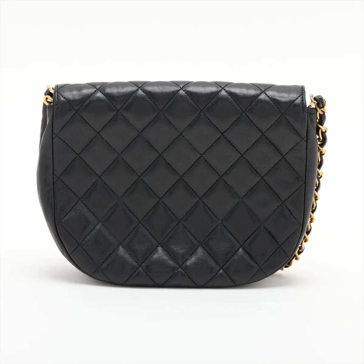 Matelassé Lambskin Chain Shoulder Bag, Push-Lock, Black with Gold Hardware, 0462210 (Serial Number 0) — view 2