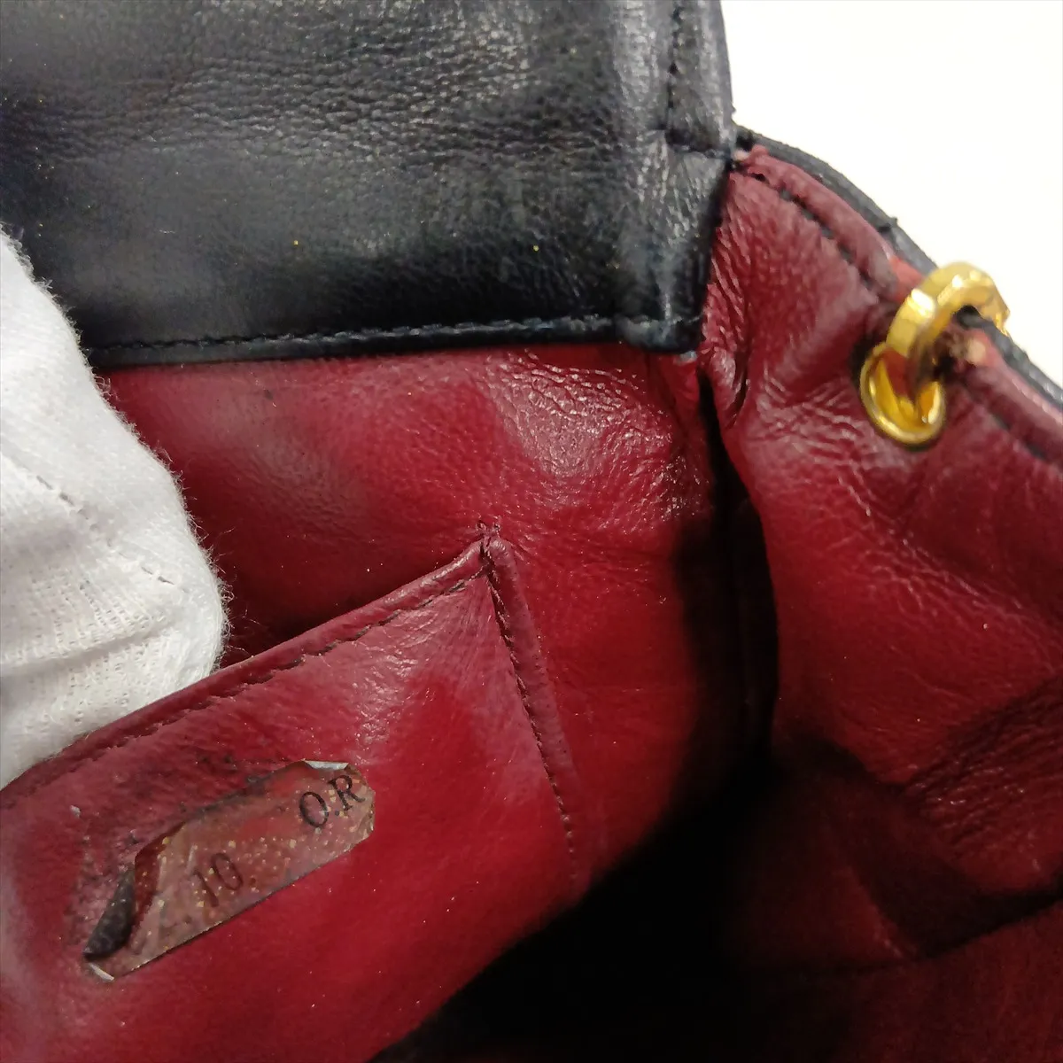 Matelassé Lambskin Chain Shoulder Bag, Push-Lock, Black with Gold Hardware, 0462210 (Serial Number 0) — view 12
