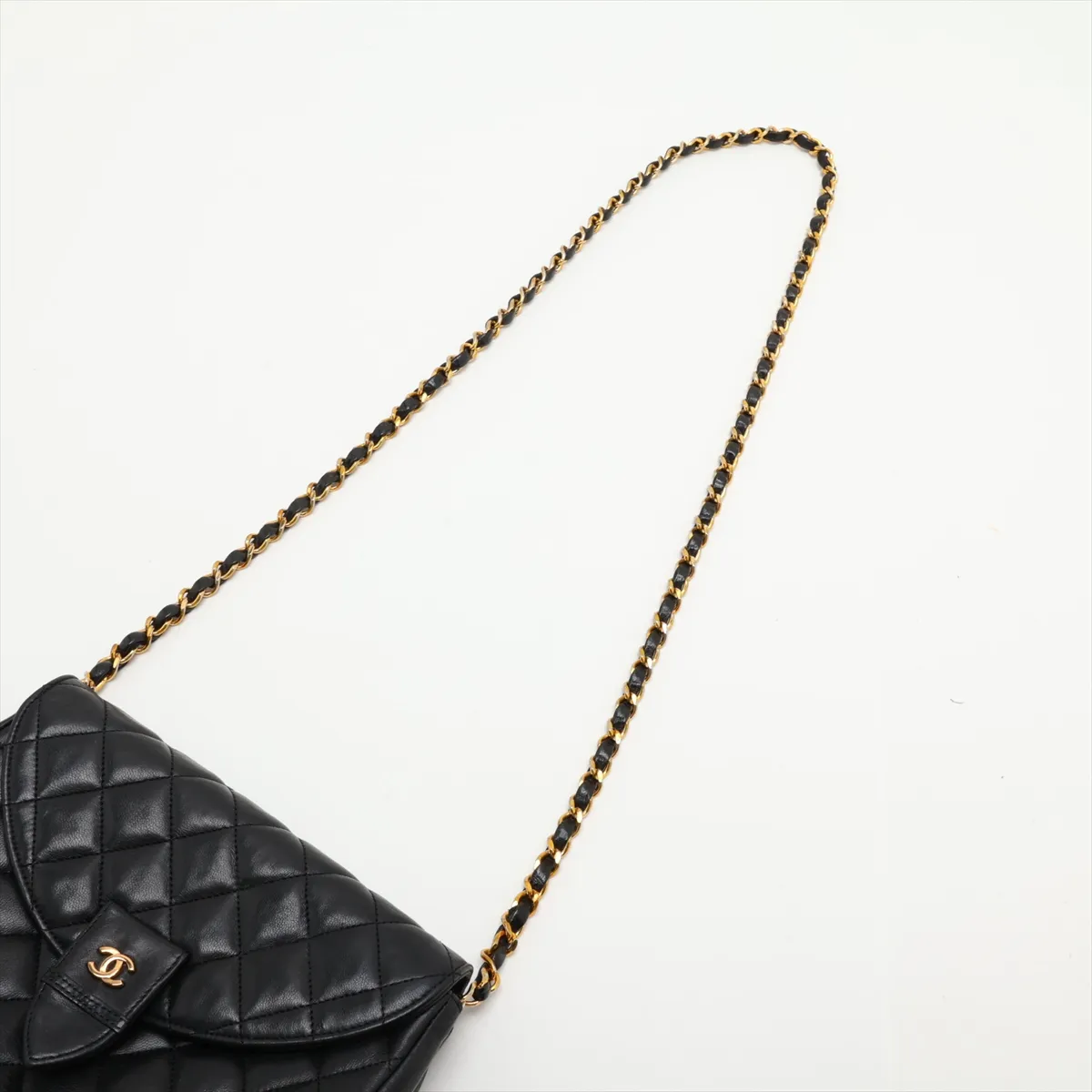 Matelassé Lambskin Chain Shoulder Bag, Push-Lock, Black with Gold Hardware, 0462210 (Serial Number 0) — view 5