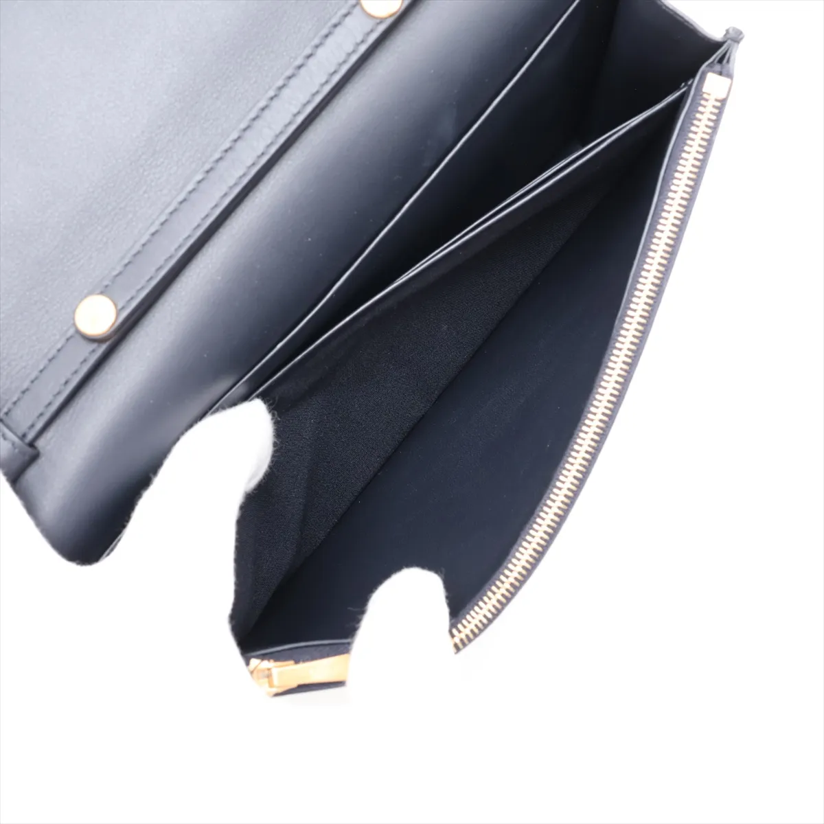 Frame Leather Chain Shoulder Bag, Navy x Red — view 7