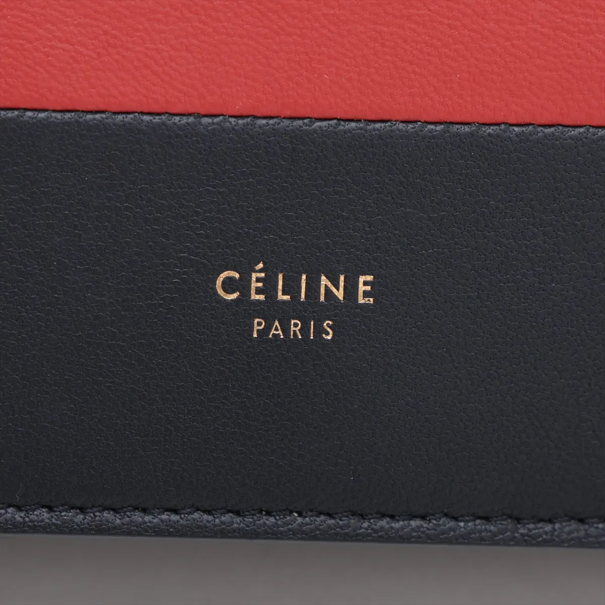 Frame Leather Chain Shoulder Bag, Navy x Red — view 10