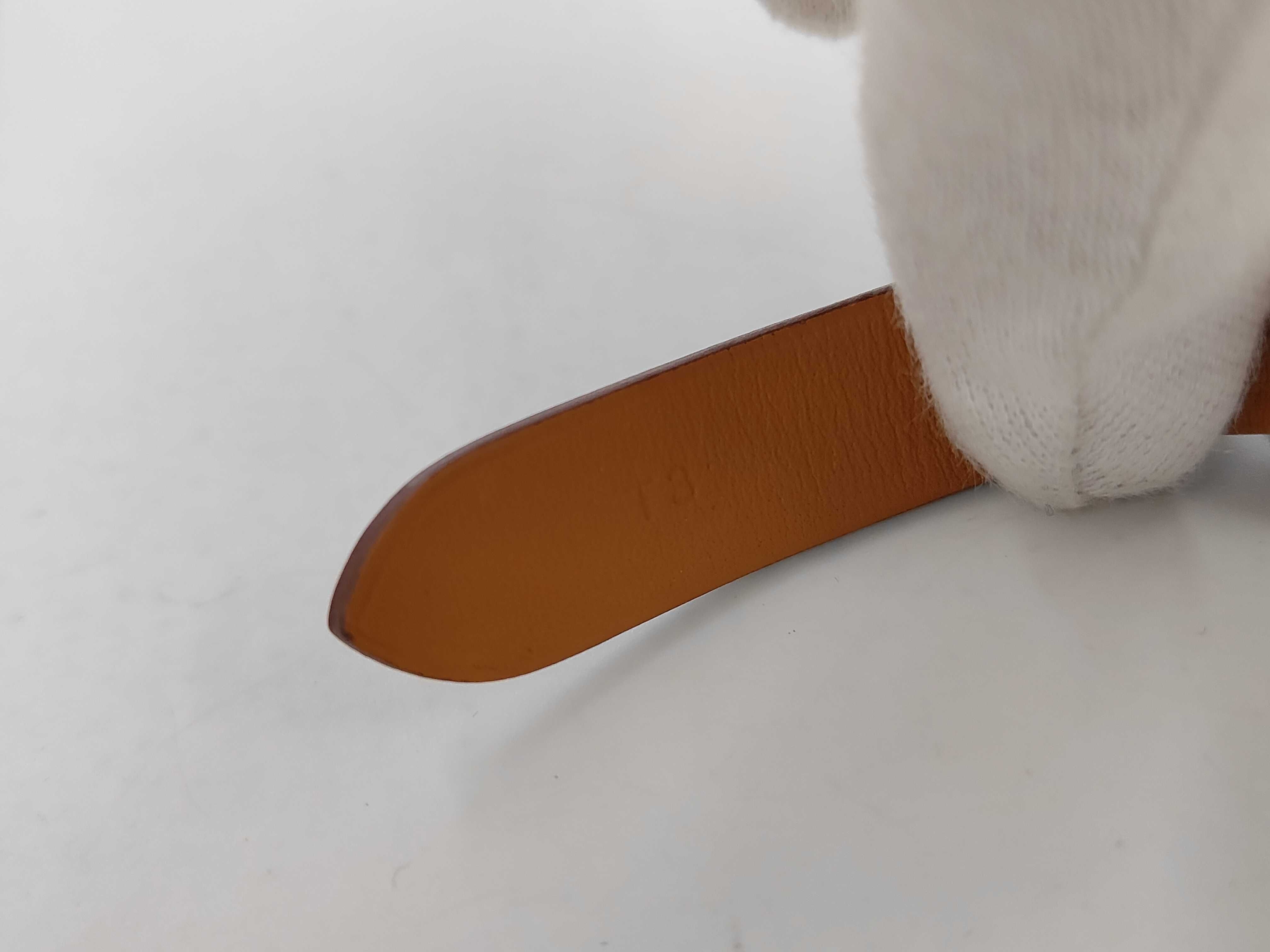 Brown Calfskin Bracelet/Bangle with GP Hardware (D Stamp) — view 5
