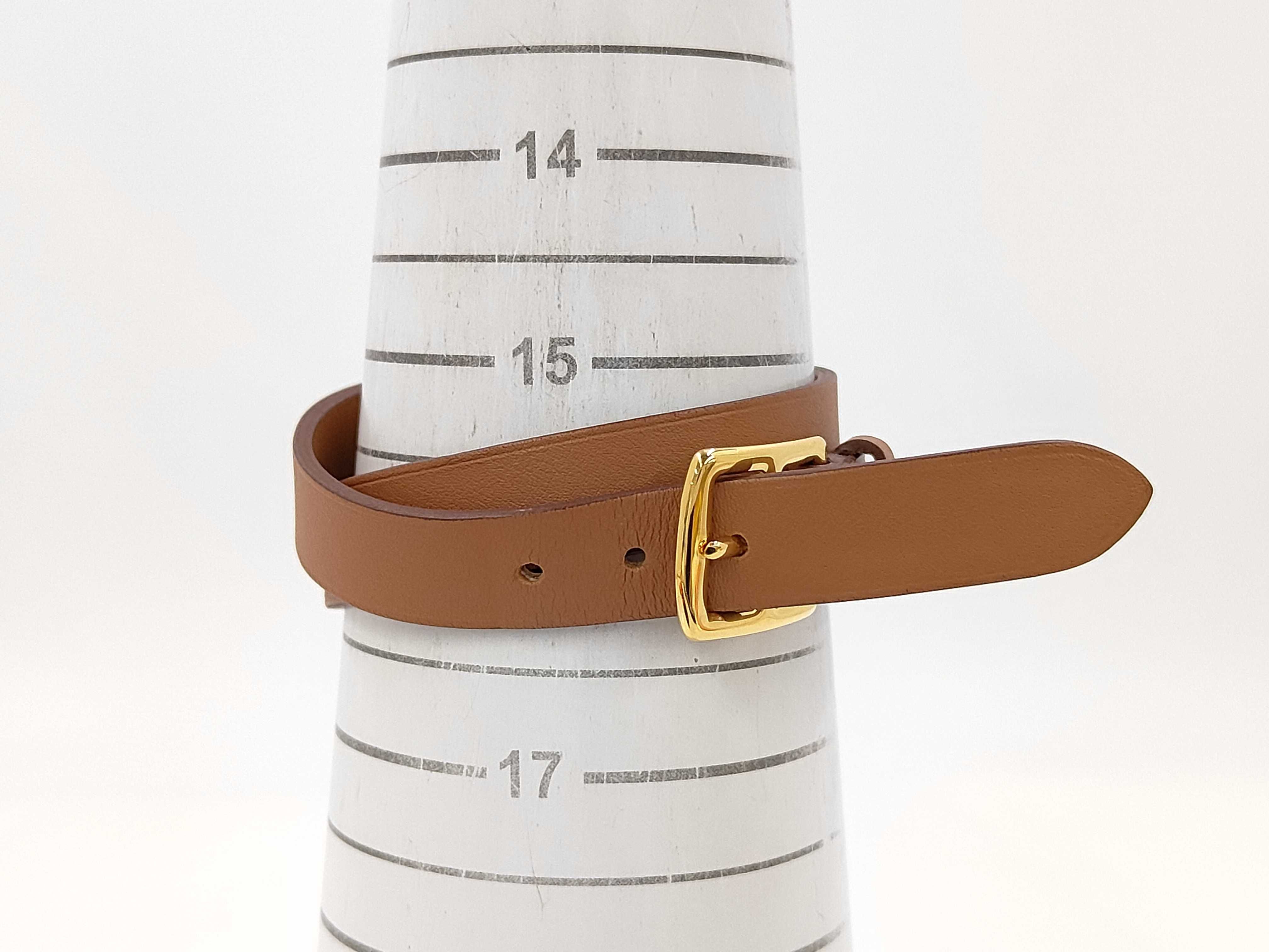 Brown Calfskin Bracelet/Bangle with GP Hardware (D Stamp) — view 6