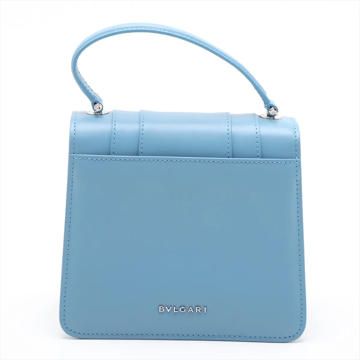 Serpenti Forever Leather 2-Way Handbag, Blue, with Mirror — view 2