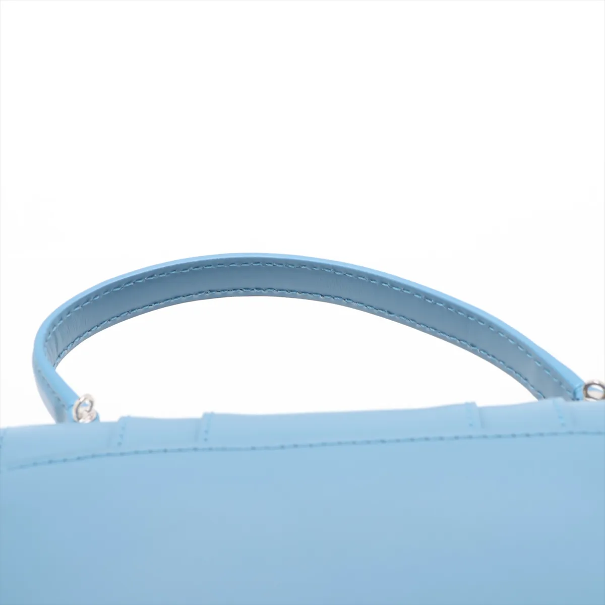 Serpenti Forever Leather 2-Way Handbag, Blue, with Mirror — view 6