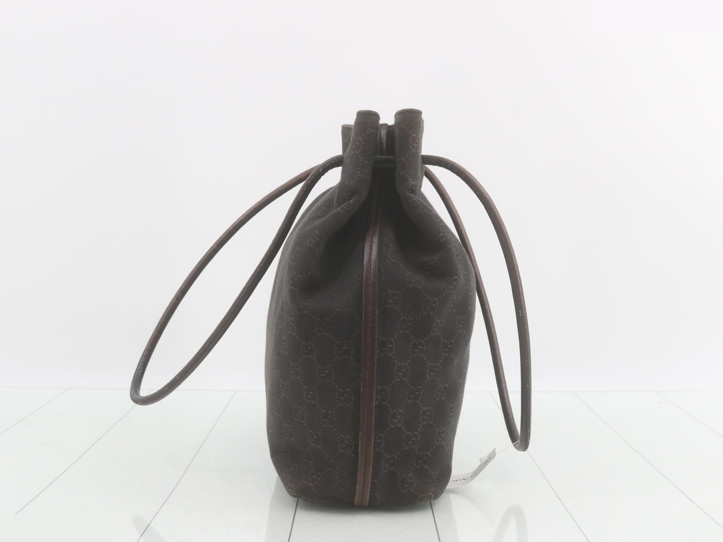 101341 GG Canvas Tote Bag, Dark Brown Leather — view 3