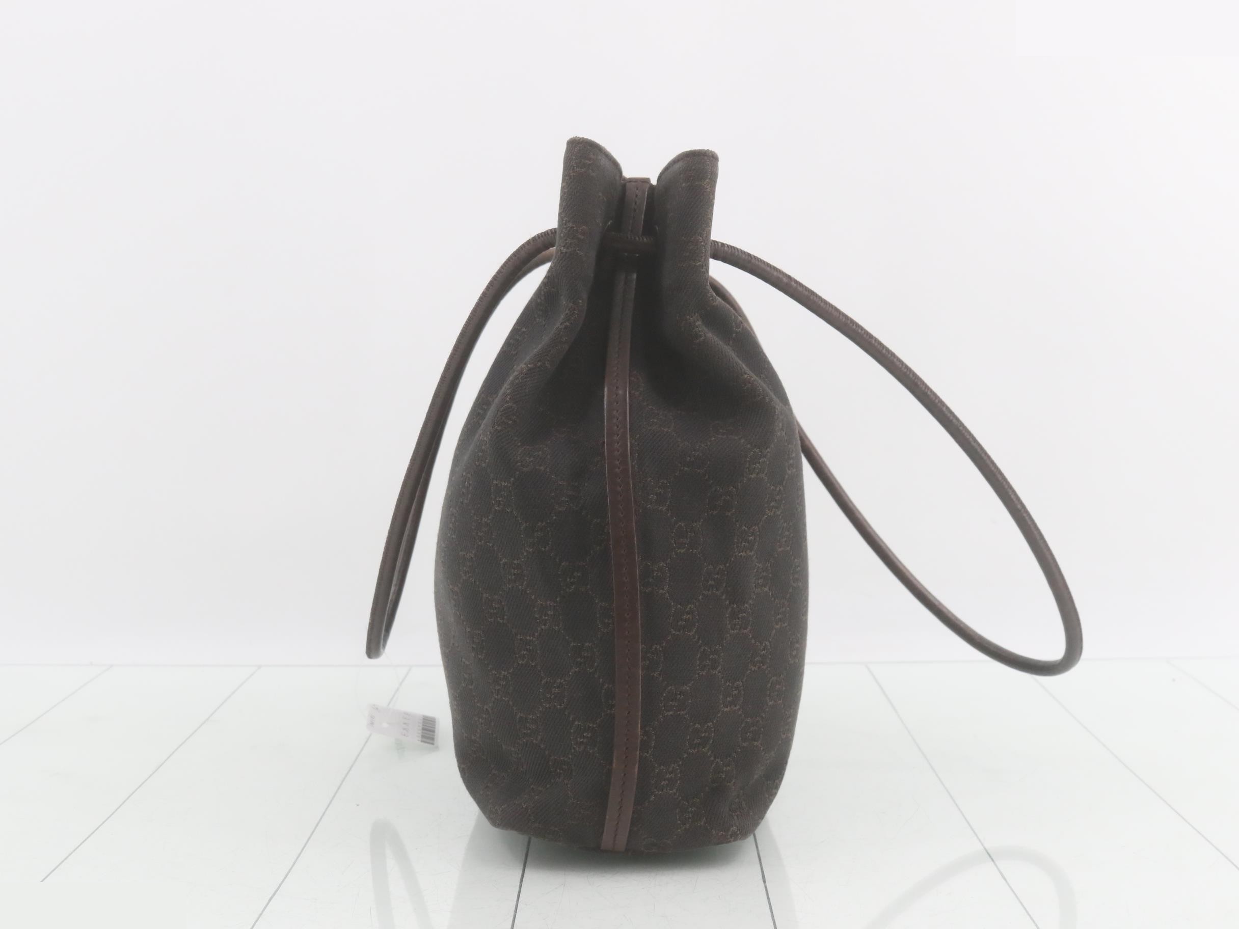 101341 GG Canvas Tote Bag, Dark Brown Leather — view 4