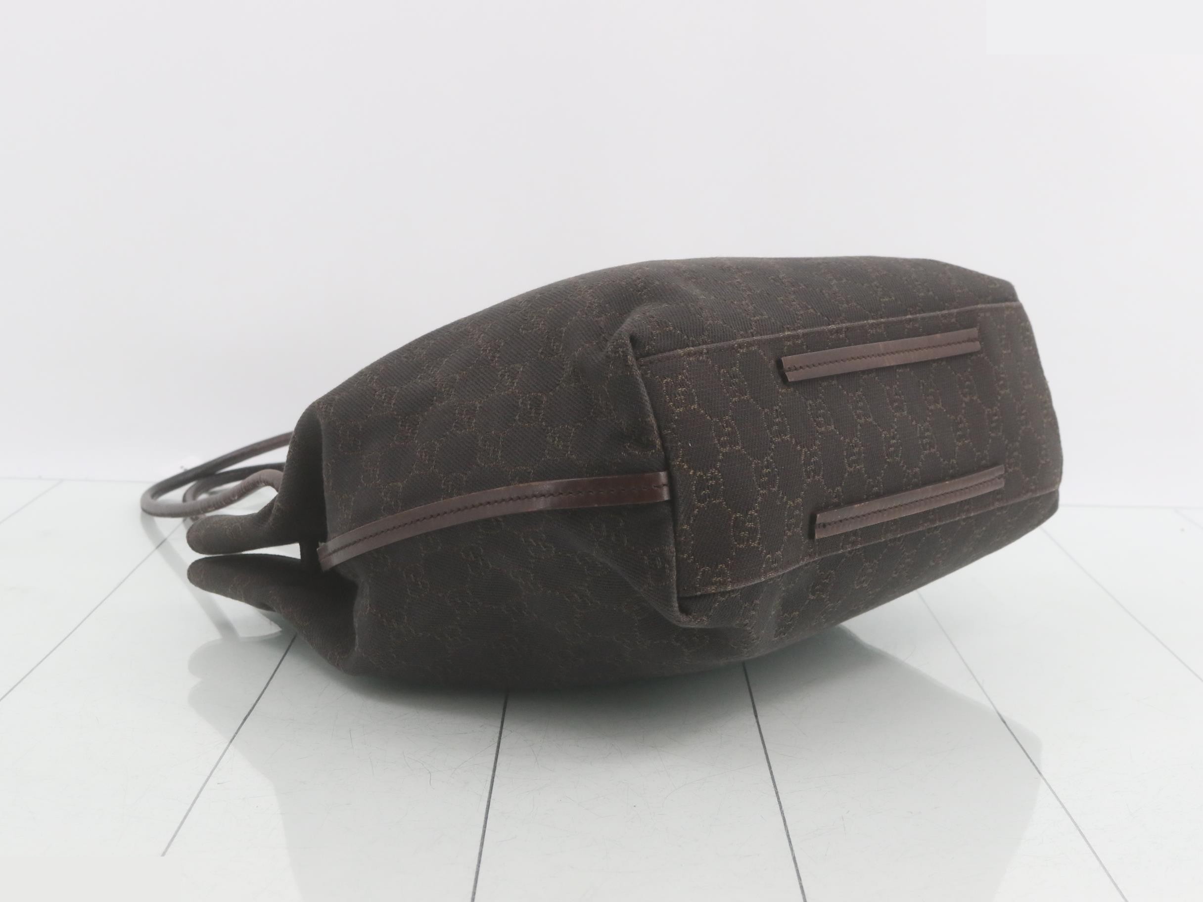 101341 GG Canvas Tote Bag, Dark Brown Leather — view 5