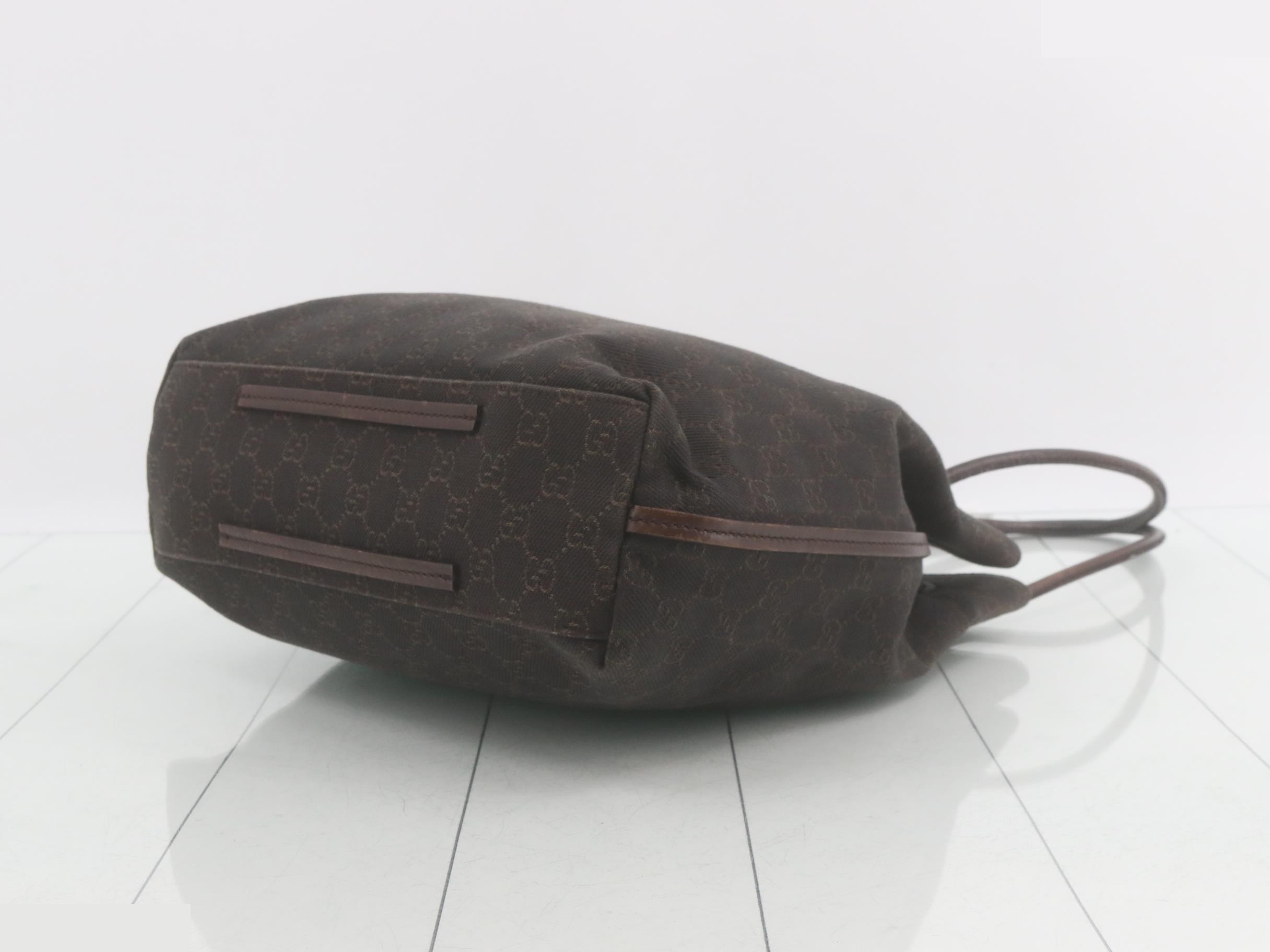 101341 GG Canvas Tote Bag, Dark Brown Leather — view 6
