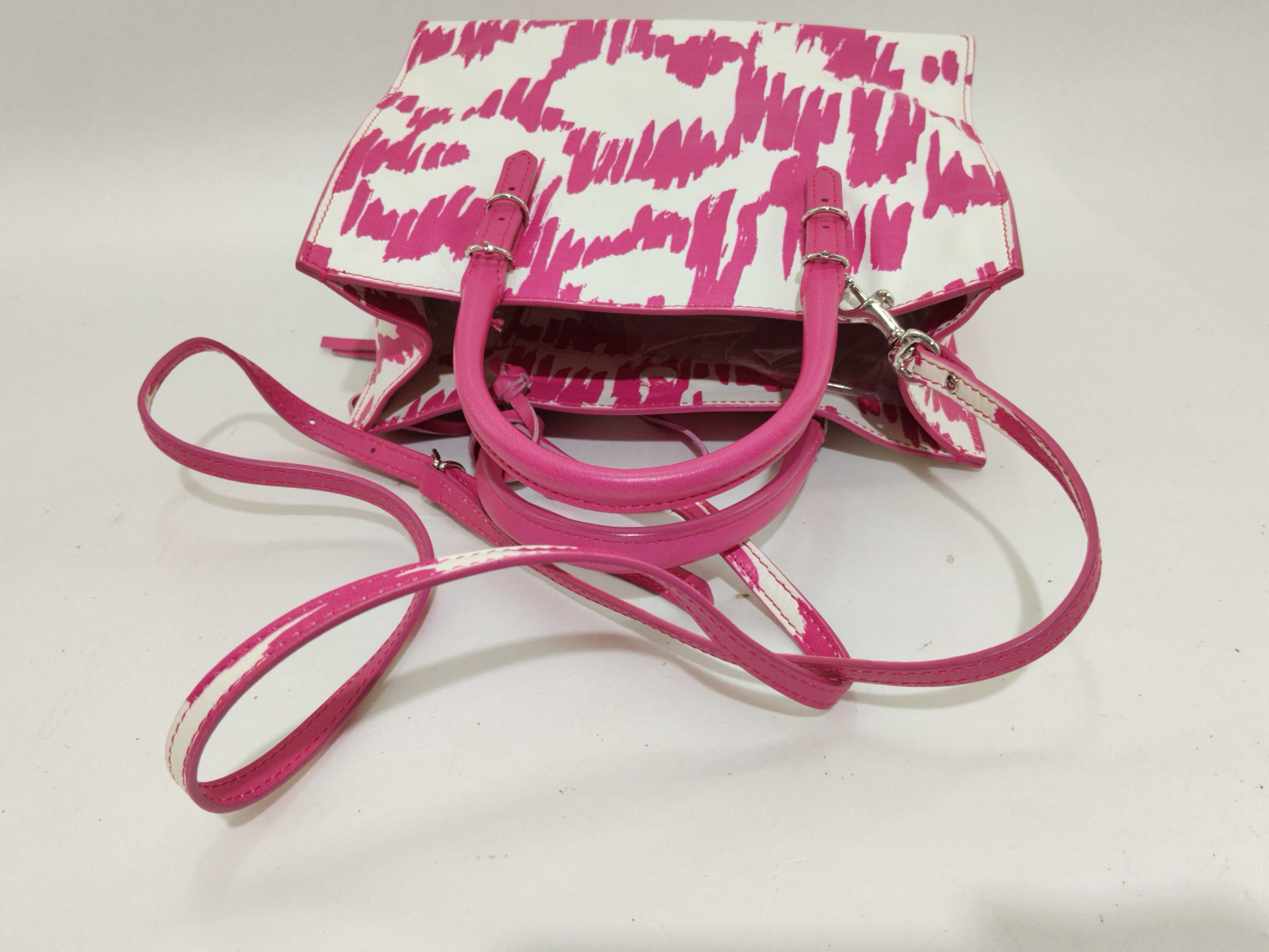 Mini Paper 2-Way Handbag, Pink x White, 338585 *Minor corner wear and stains. — view 8