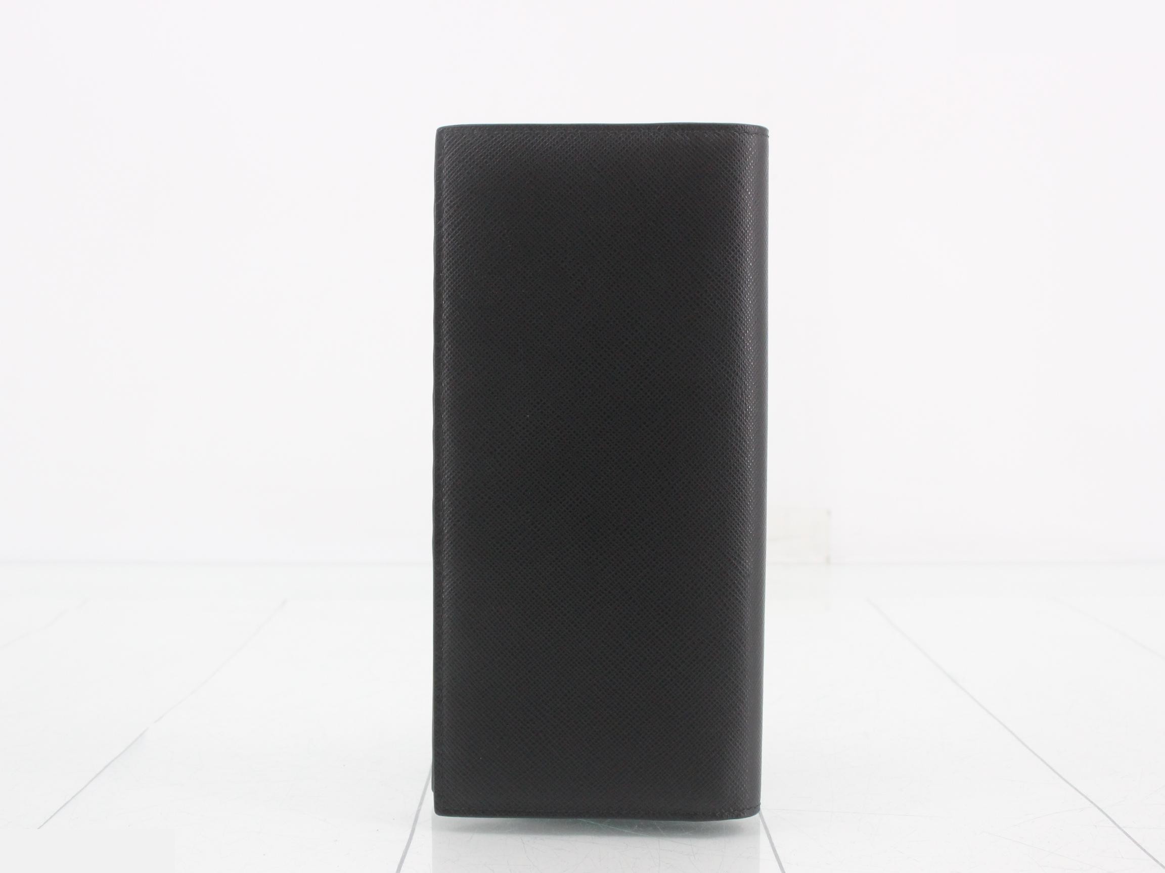 Long wallet, bi-fold, Saffiano leather, black x gray — view 2