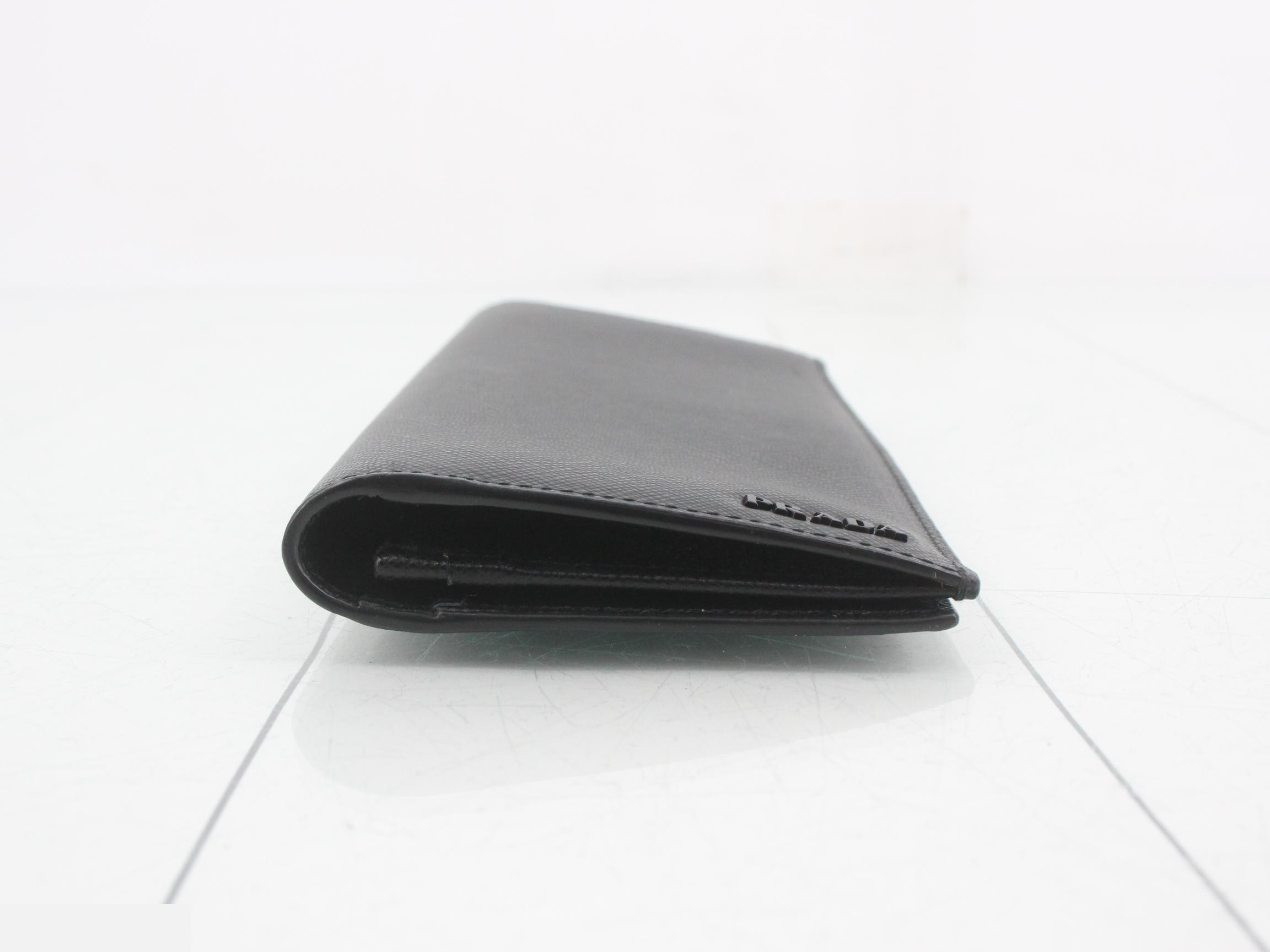 Long wallet, bi-fold, Saffiano leather, black x gray — view 3