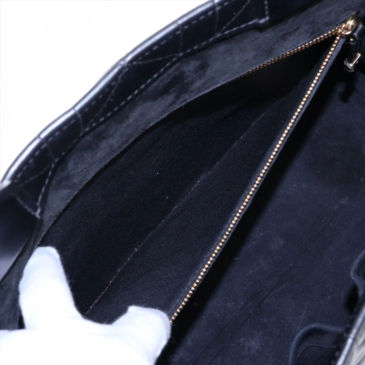 Macro Cannage Book Tote Medium Leather Tote Bag, Black — view 9