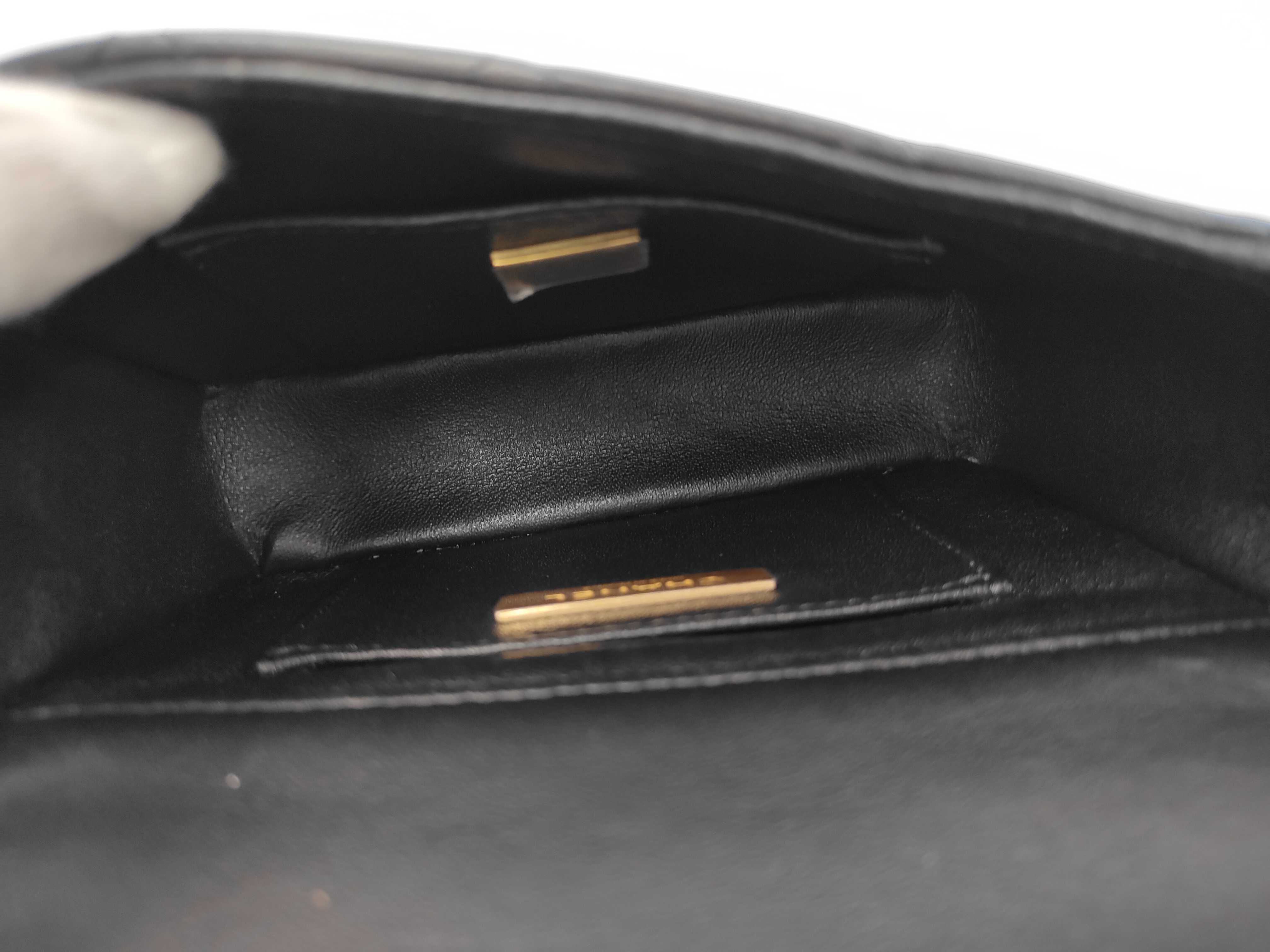Mini Matelassé Lambskin Chain Bag with Rhinestones, Black, Gold Hardware, Shoulder Bag — view 12