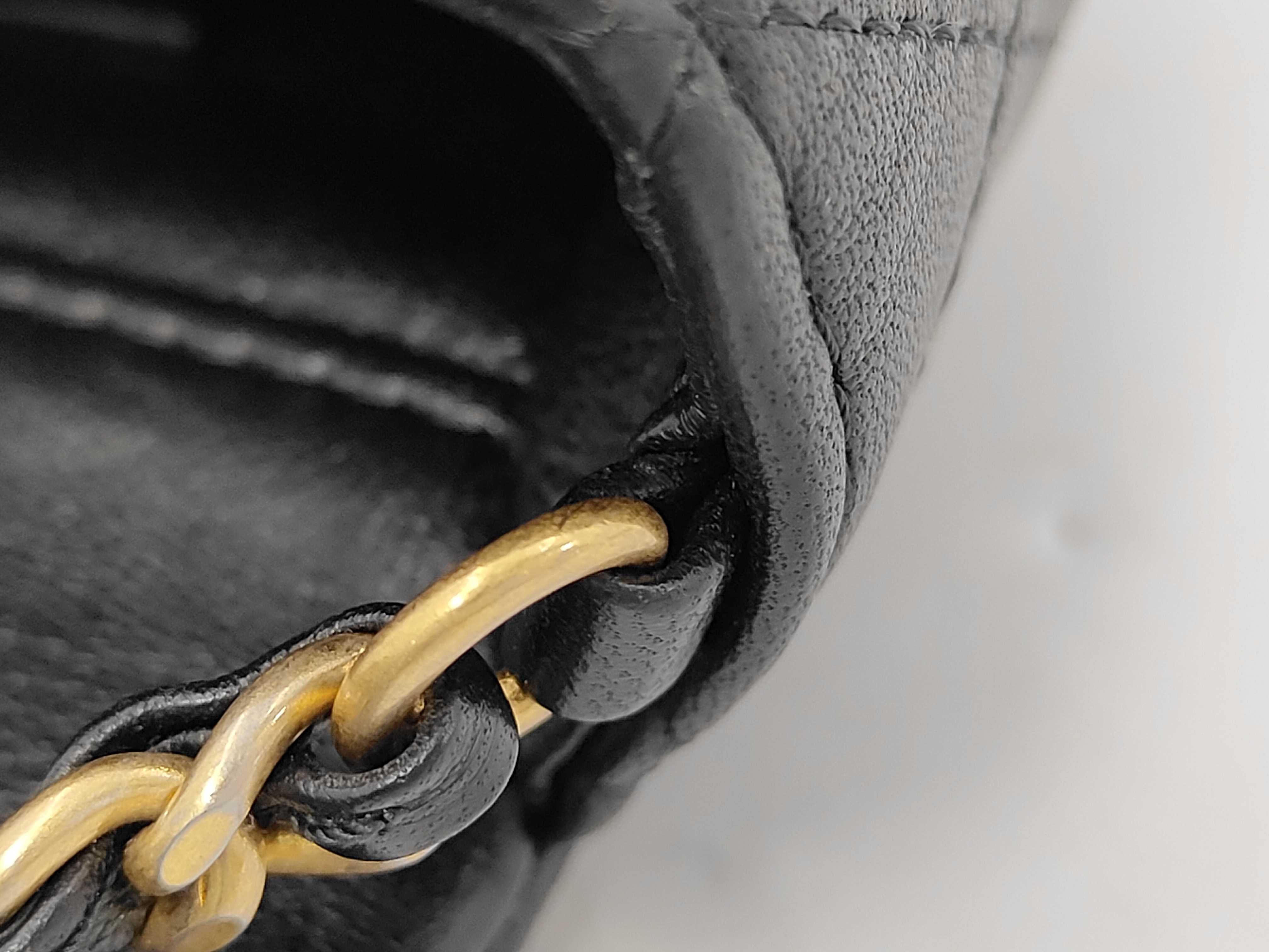 Mini Matelassé Lambskin Chain Bag with Rhinestones, Black, Gold Hardware, Shoulder Bag — view 6