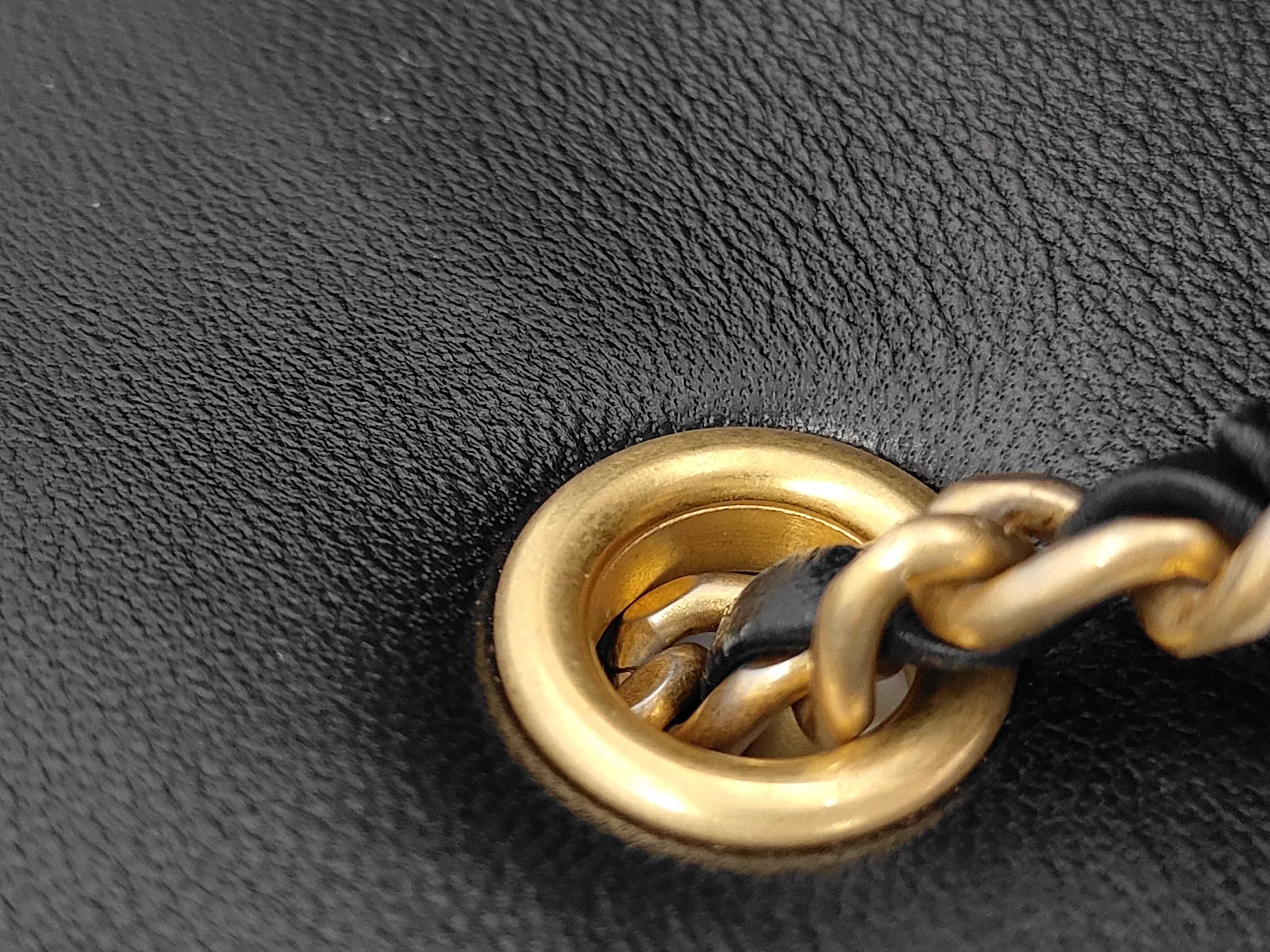 Mini Matelassé Lambskin Chain Bag with Rhinestones, Black, Gold Hardware, Shoulder Bag — view 7