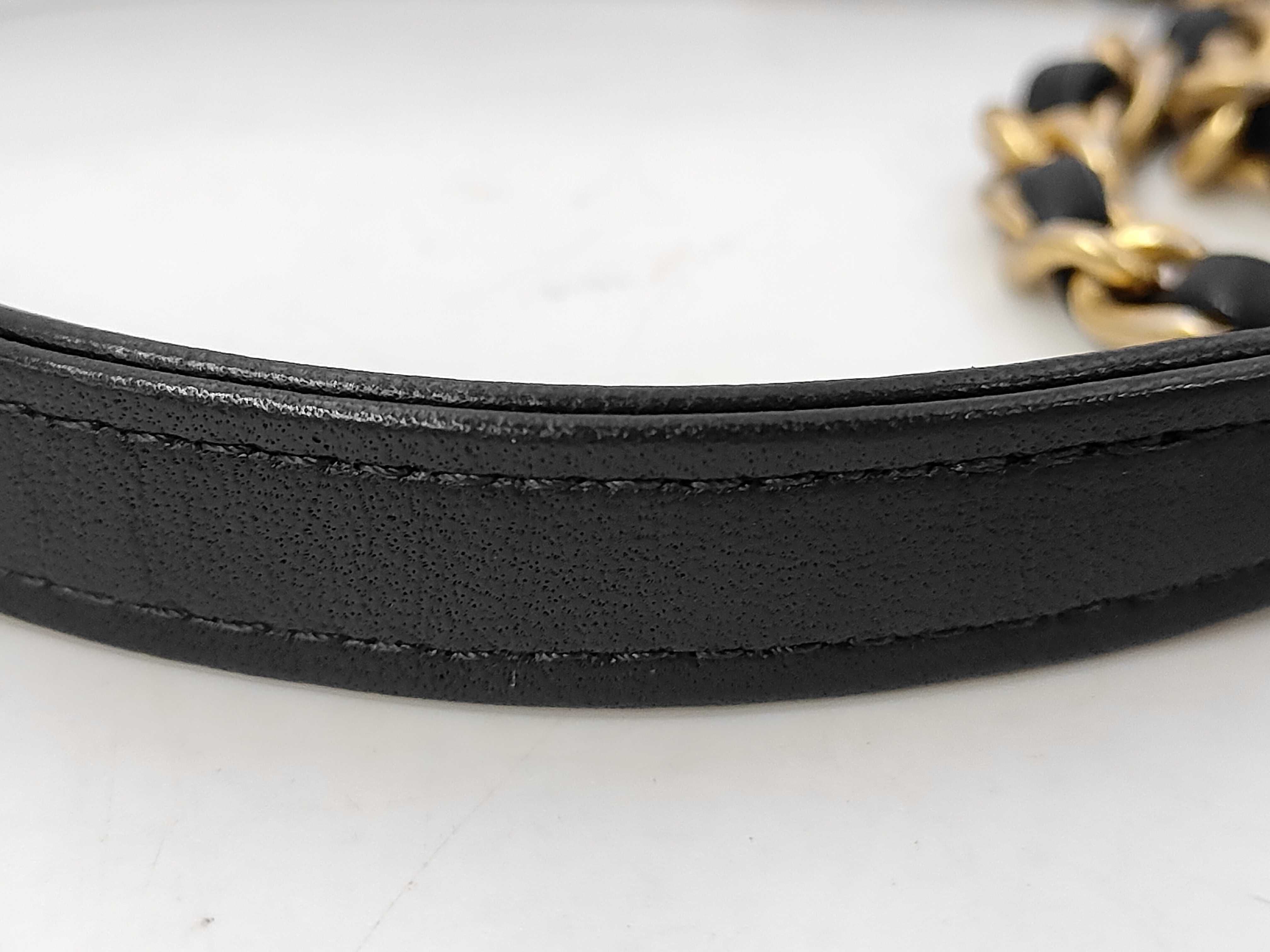 Mini Matelassé Lambskin Chain Bag with Rhinestones, Black, Gold Hardware, Shoulder Bag — view 9