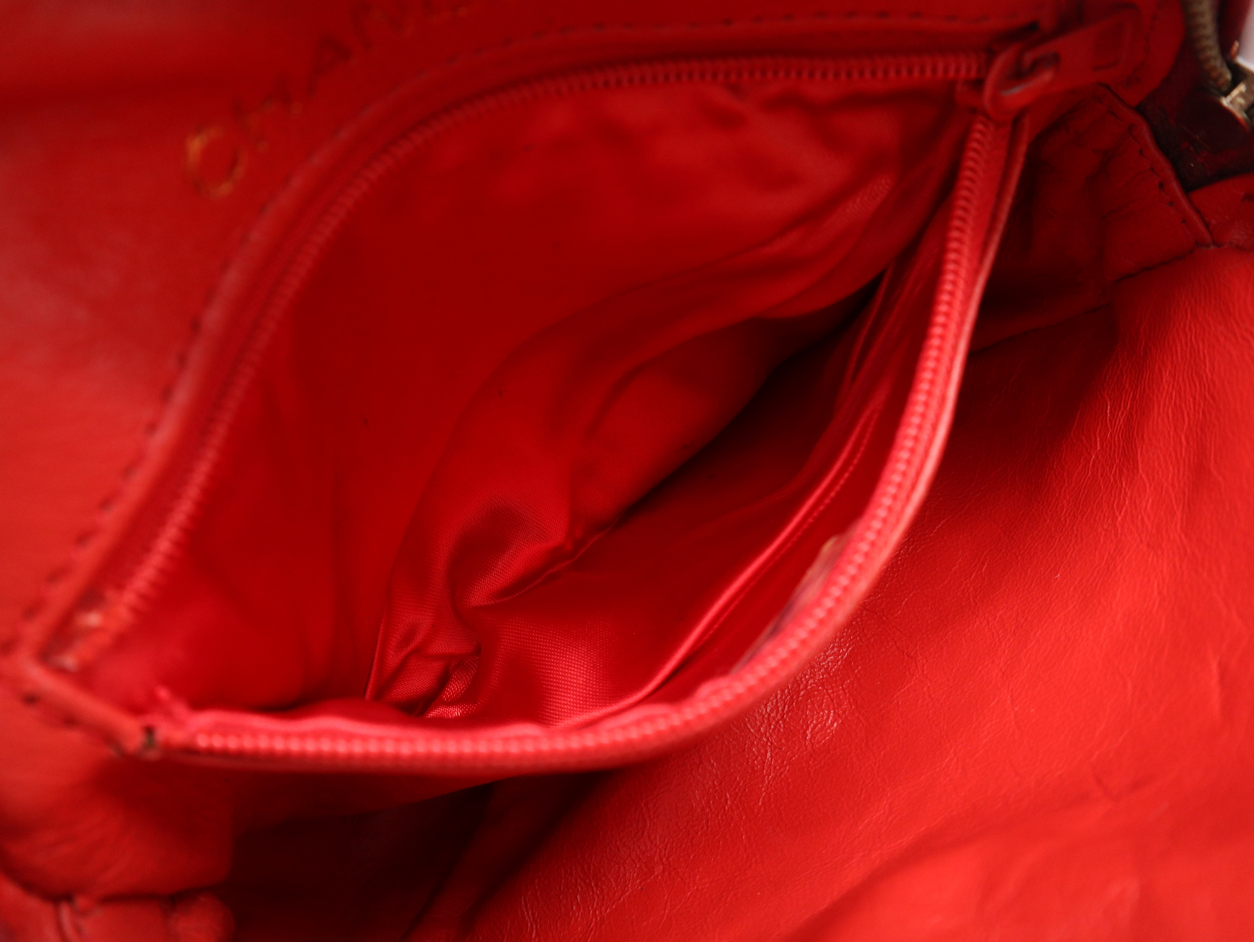 Lambskin Matelassé Shoulder Bag with Gold Hardware, Red, Seal 405569 — view 11