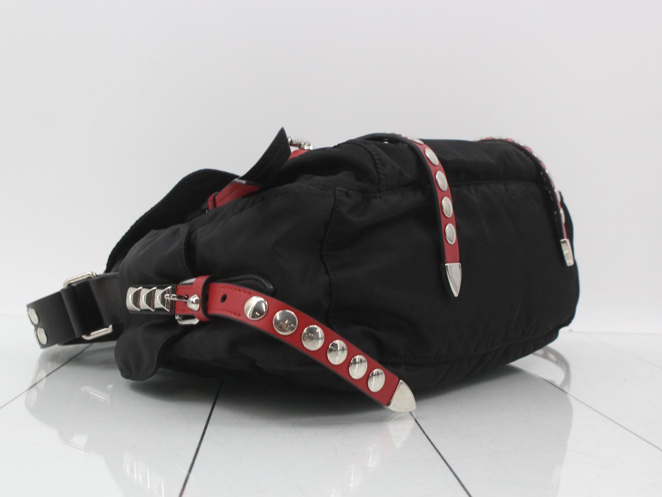 Nylon studded triangular plate shoulder bag — view 5