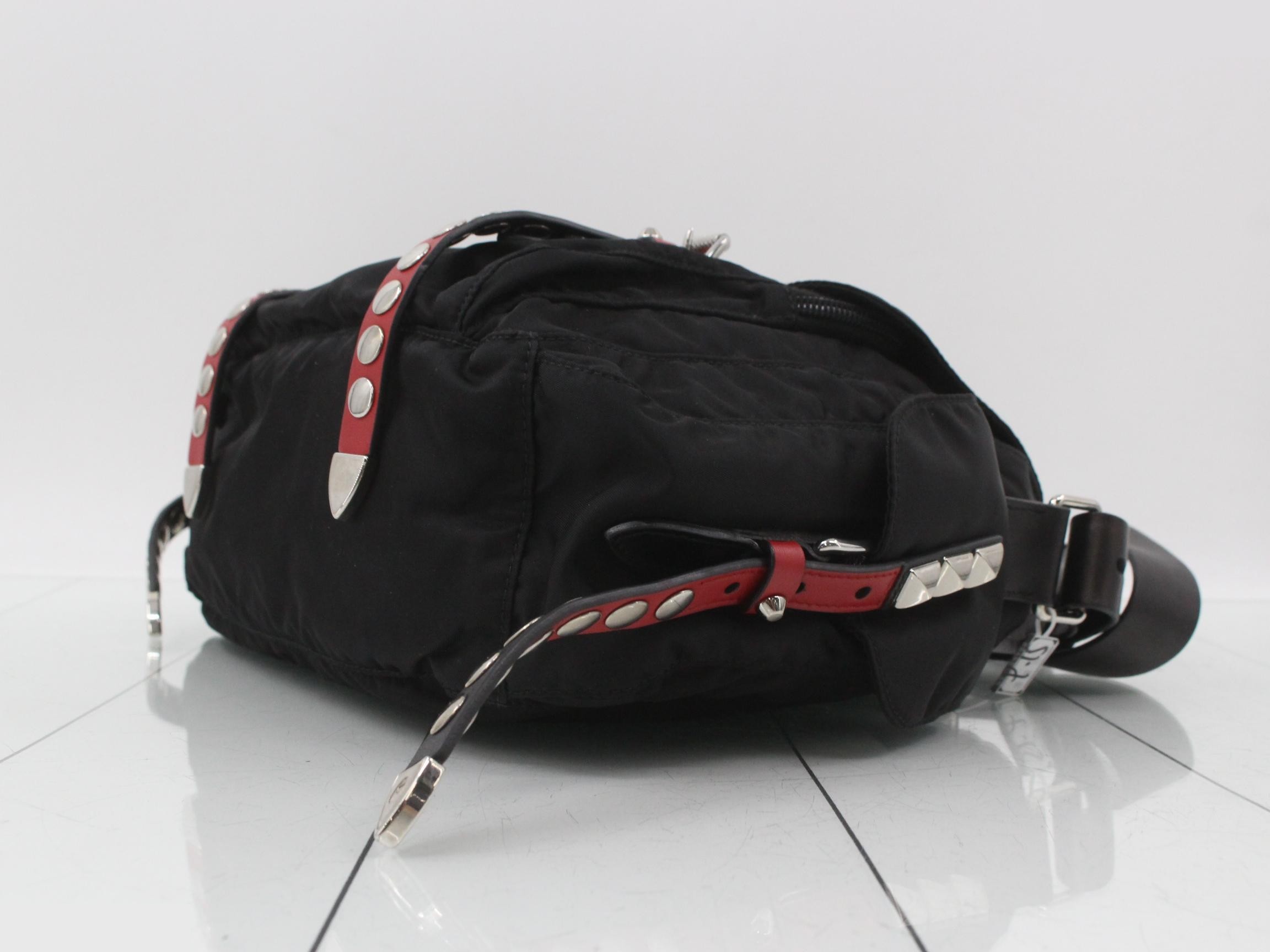 Nylon studded triangular plate shoulder bag — view 6