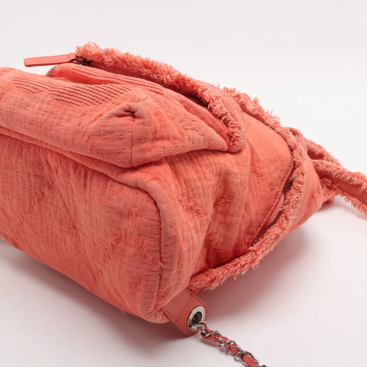 Coco Mark Canvas Chain Backpack, Orange, Silver Hardware, 27553861, Serial Number 27 — view 3