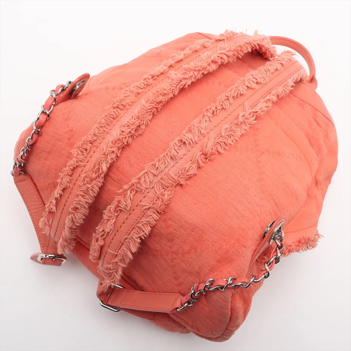 Coco Mark Canvas Chain Backpack, Orange, Silver Hardware, 27553861, Serial Number 27 — view 5