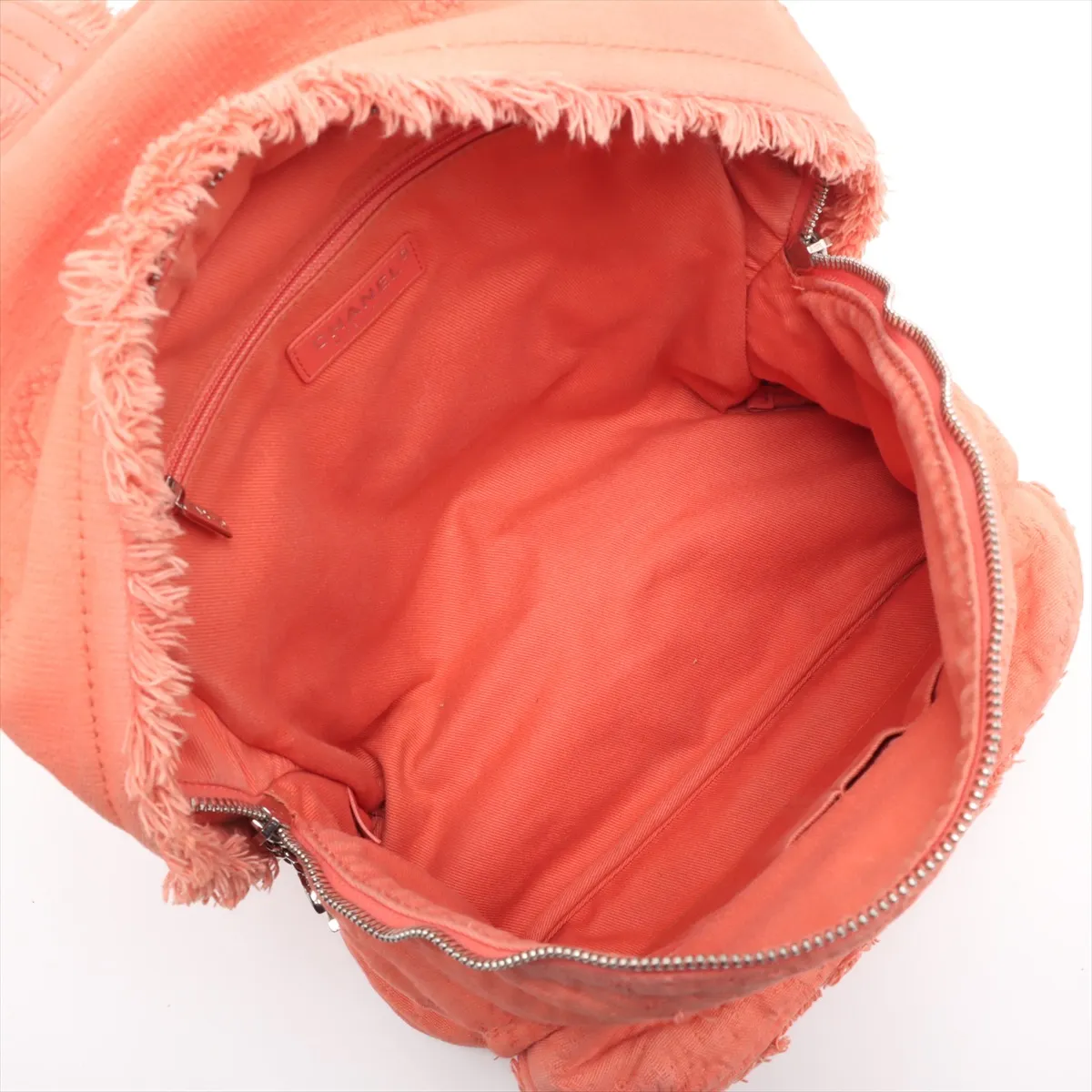 Coco Mark Canvas Chain Backpack, Orange, Silver Hardware, 27553861, Serial Number 27 — view 7