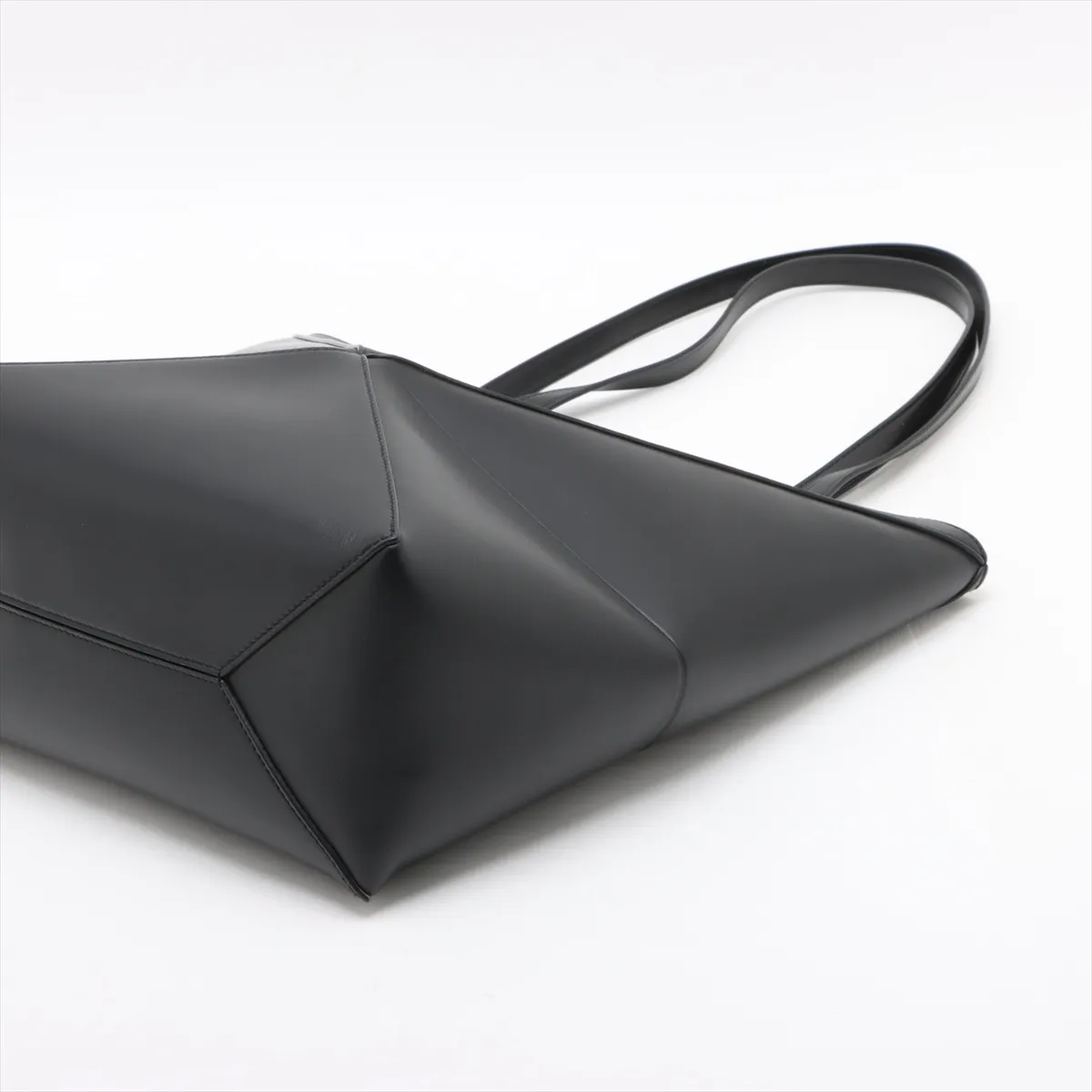 Puzzlefold Medium Leather Tote Bag, Black, C-mark — view 3
