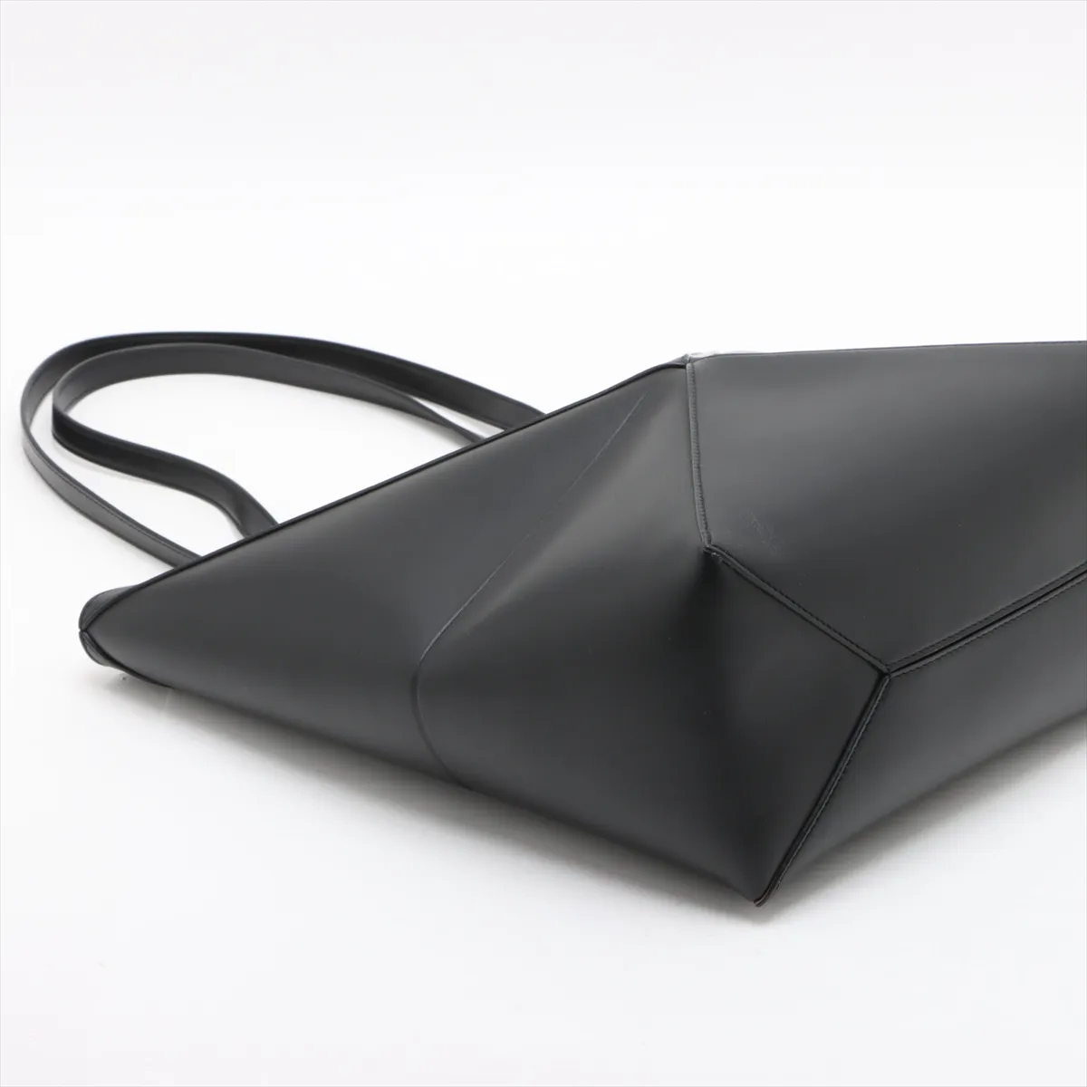 Puzzlefold Medium Leather Tote Bag, Black, C-mark — view 4