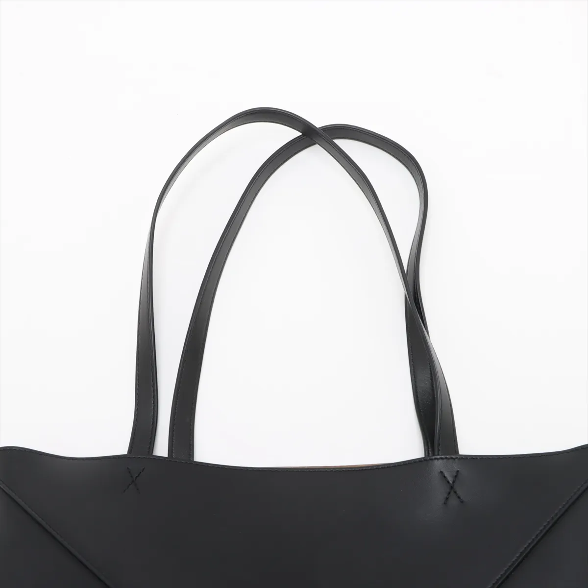 Puzzlefold Medium Leather Tote Bag, Black, C-mark — view 6