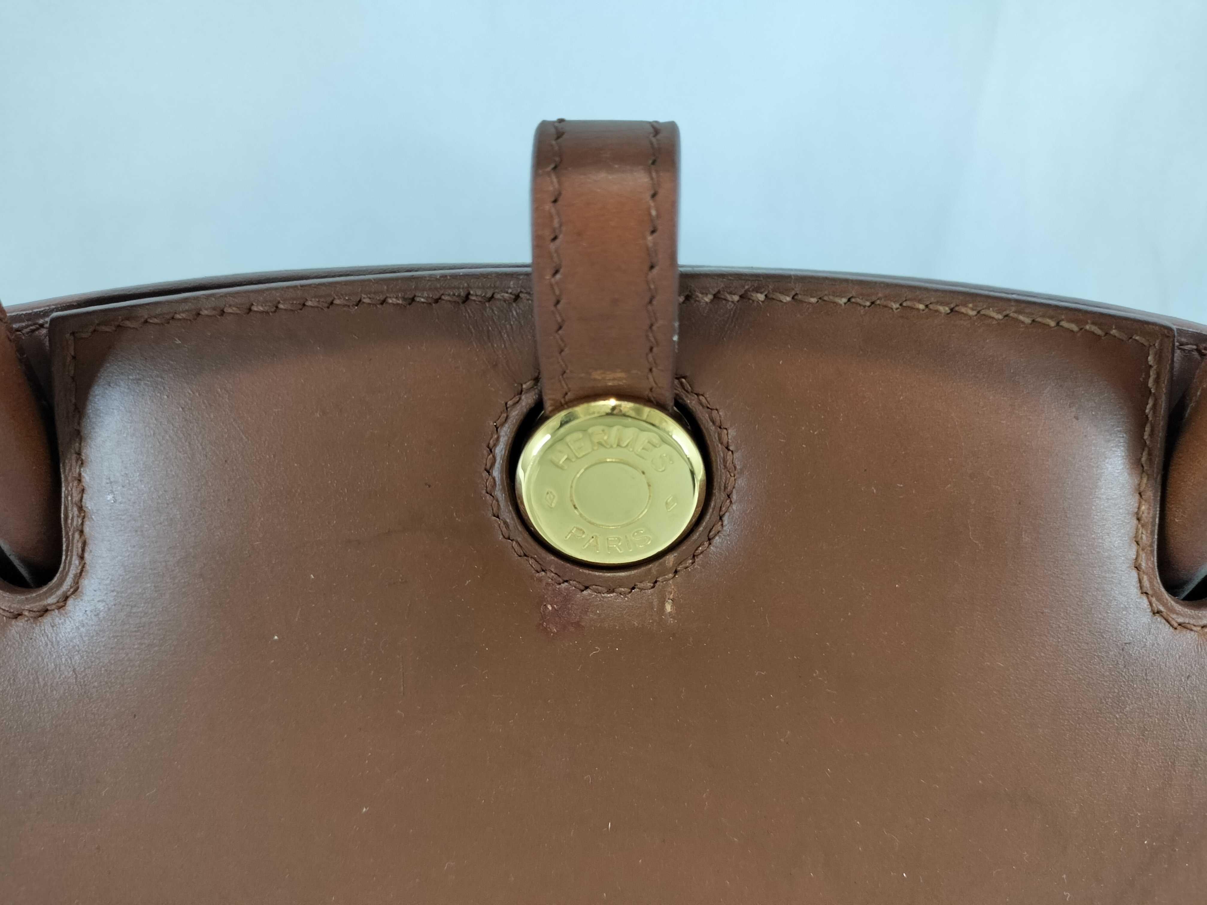Dalvy E stamp Box calf Hermes brown handbag — view 2