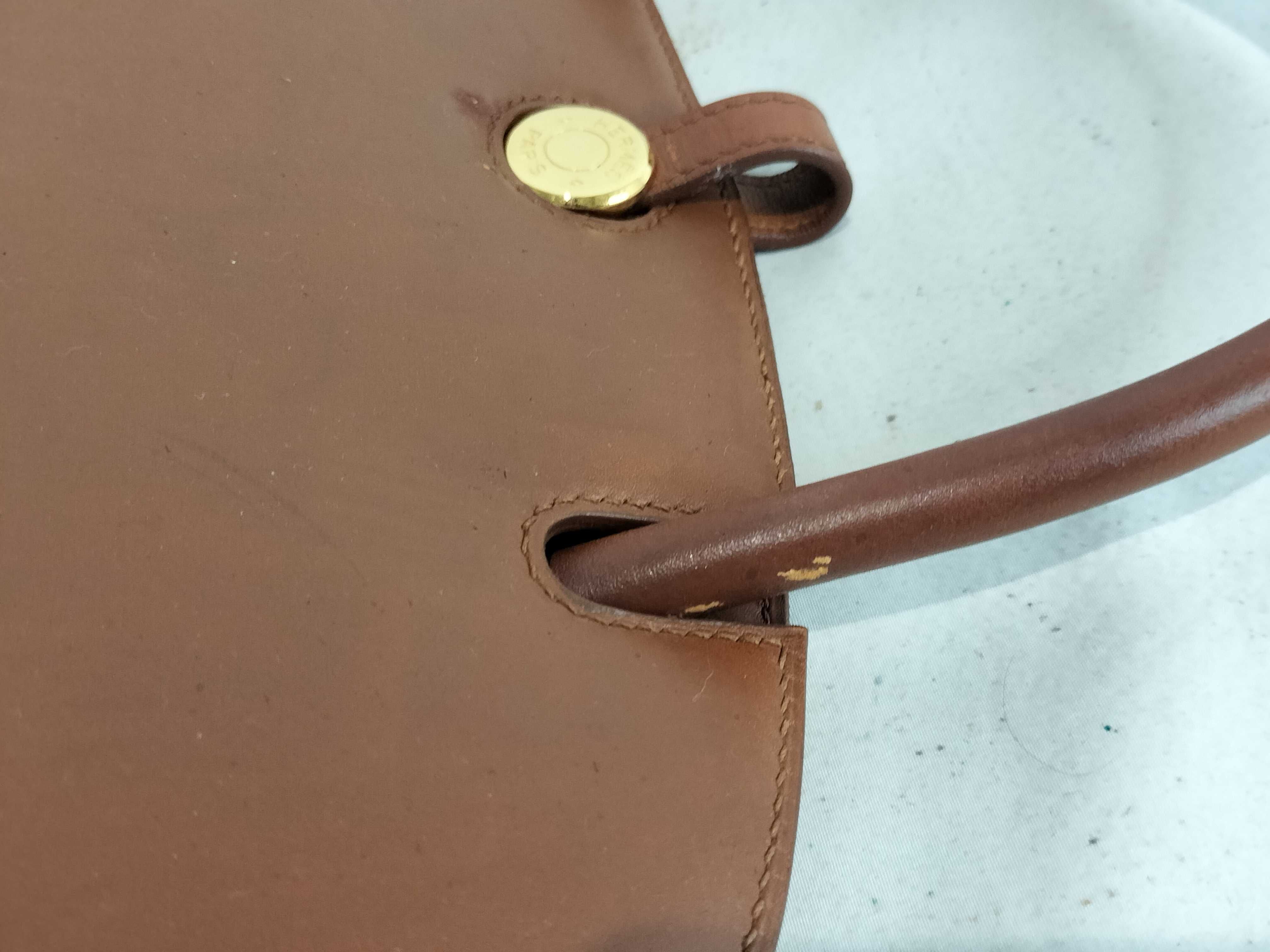 Dalvy E stamp Box calf Hermes brown handbag — view 6