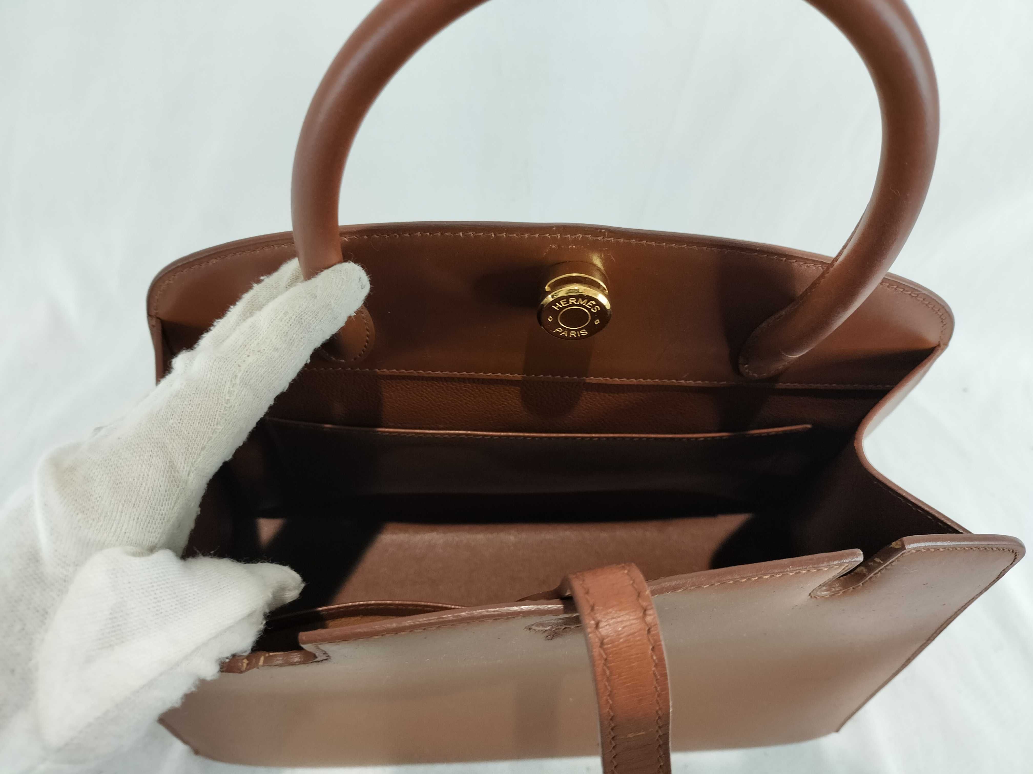 Dalvy E stamp Box calf Hermes brown handbag — view 9